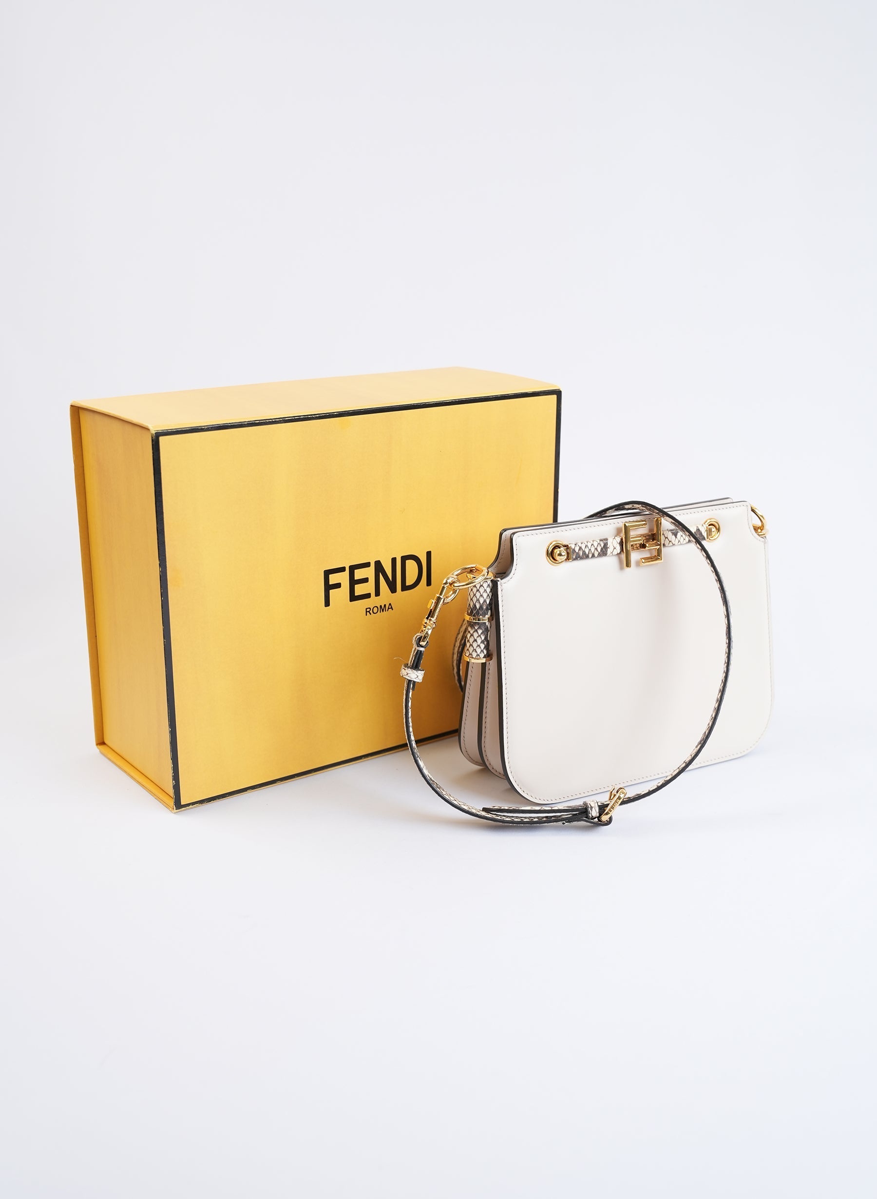 Fendi Touch Snake Print Calfskin Shoulder Bag