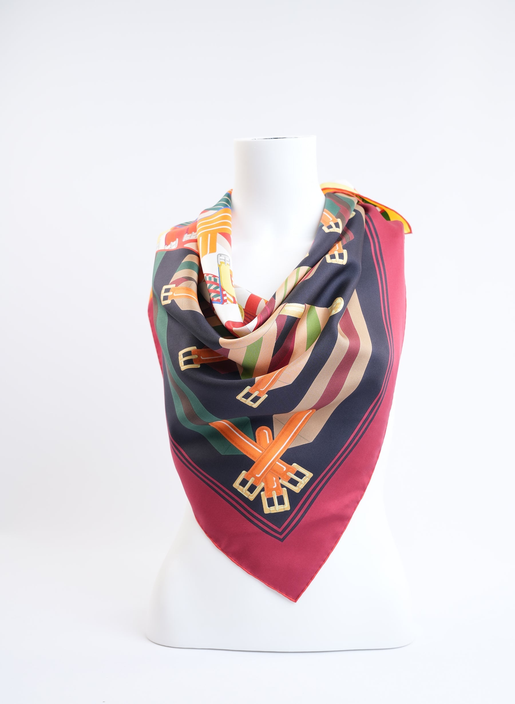 Hermes Dual Strap Multi Colours Silk Scarf