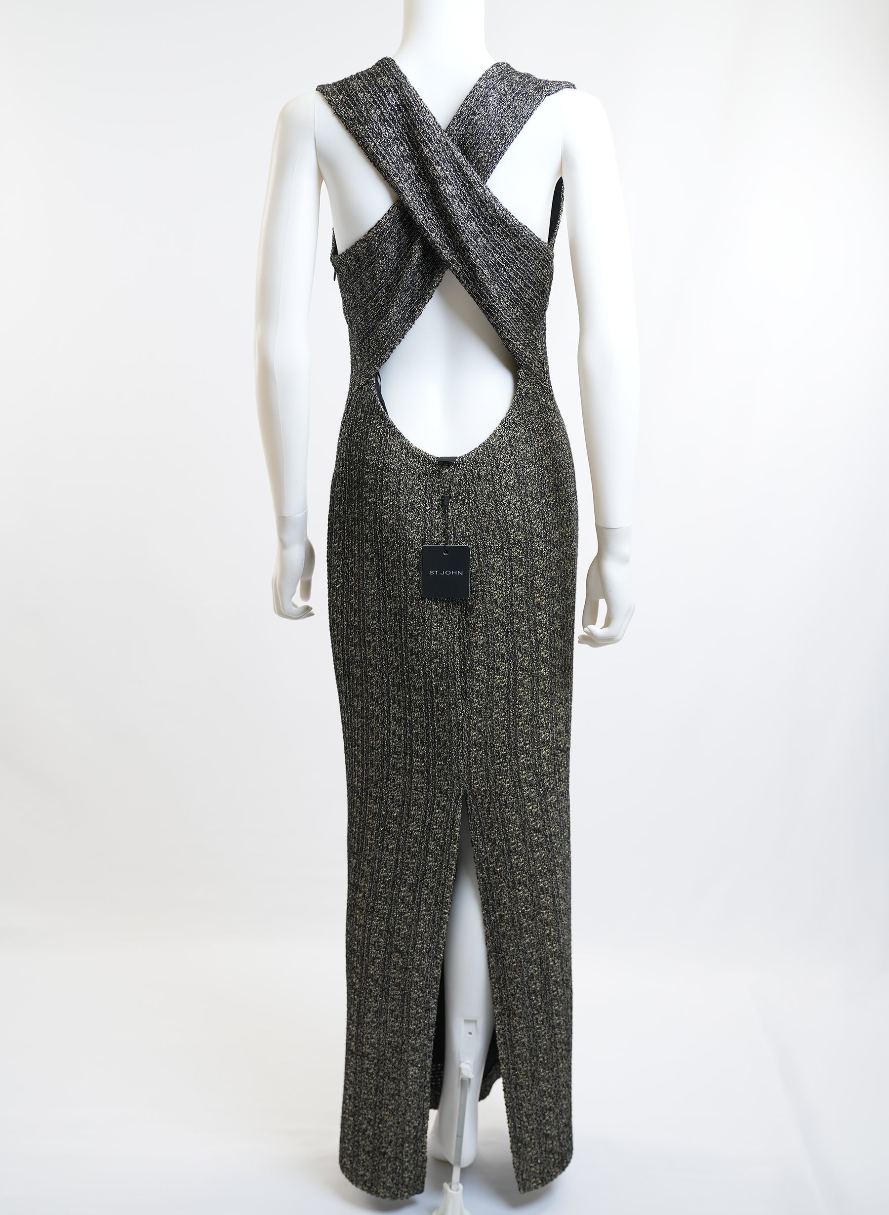 St. John Wool Blend Gold Caviar Metallic Dress
