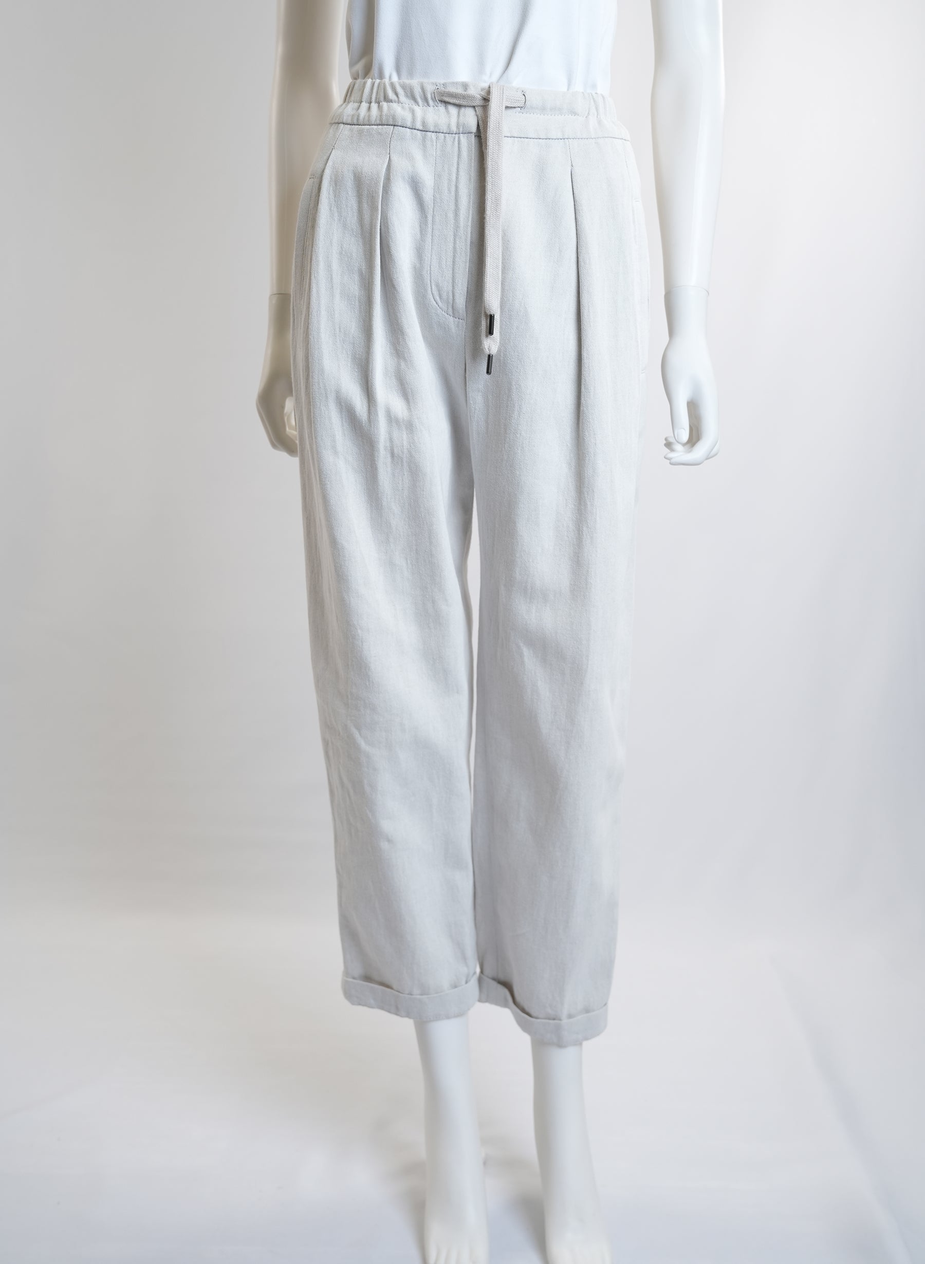 Brunello Cucinelli Drawstring Waist Cotton Trousers