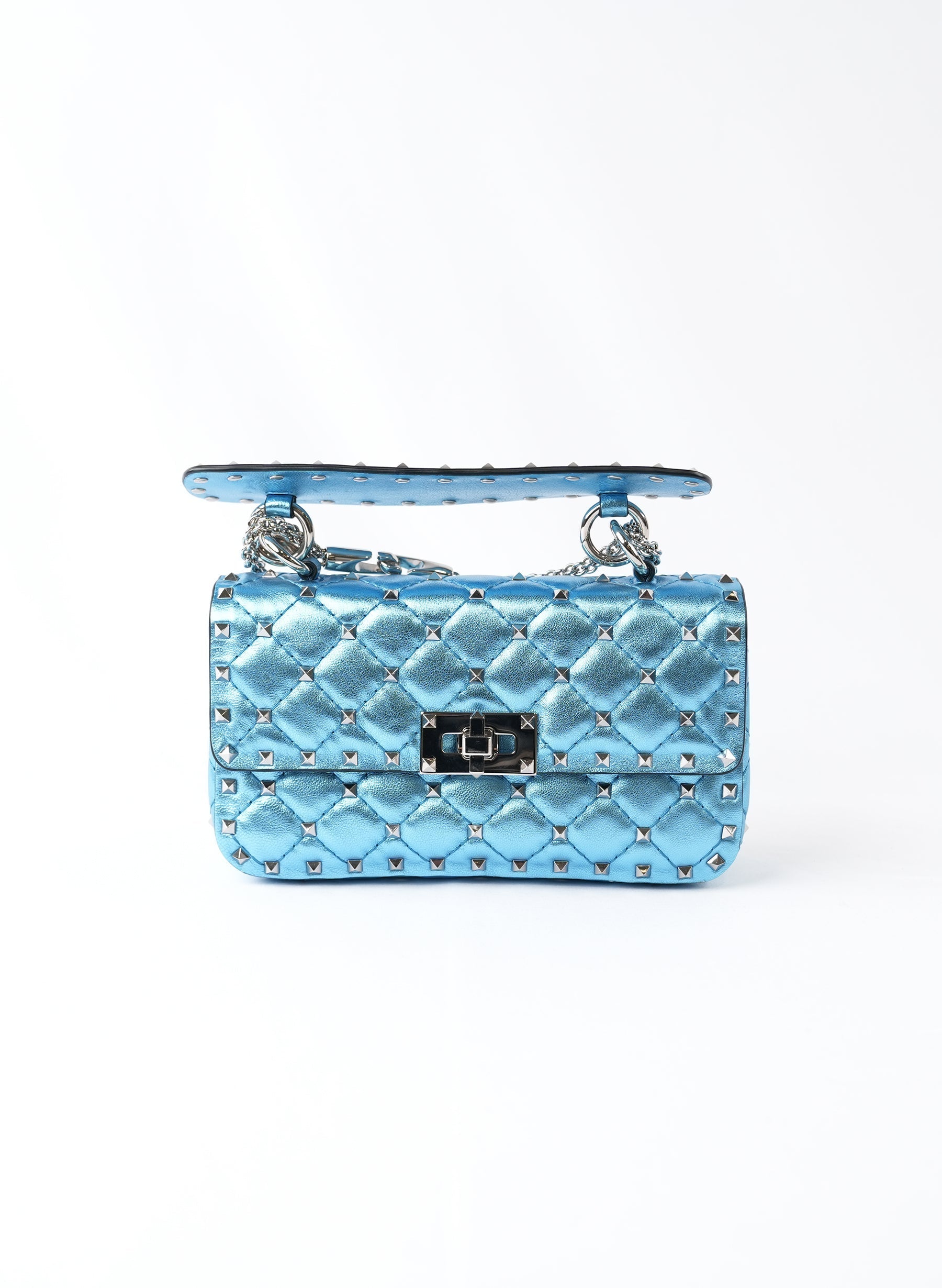 Valentino Garavani Metalic Nappa Micro Ruckstud Spike Shoulder Bag