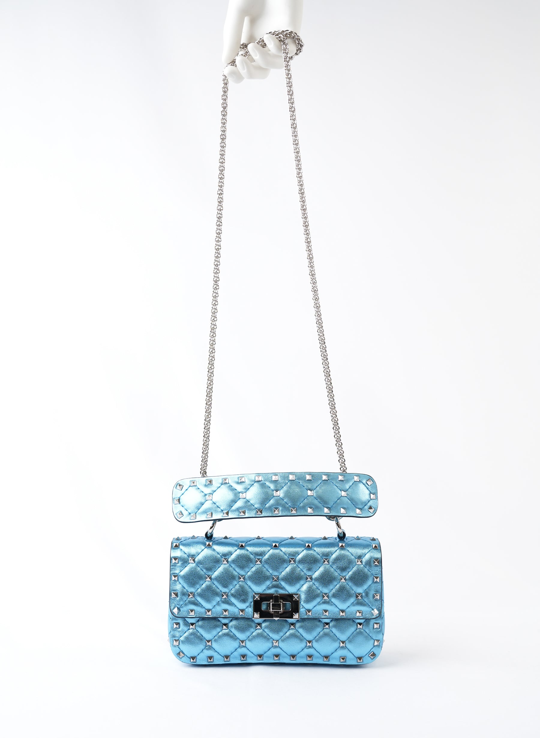 Valentino Garavani Metalic Nappa Micro Ruckstud Spike Shoulder Bag