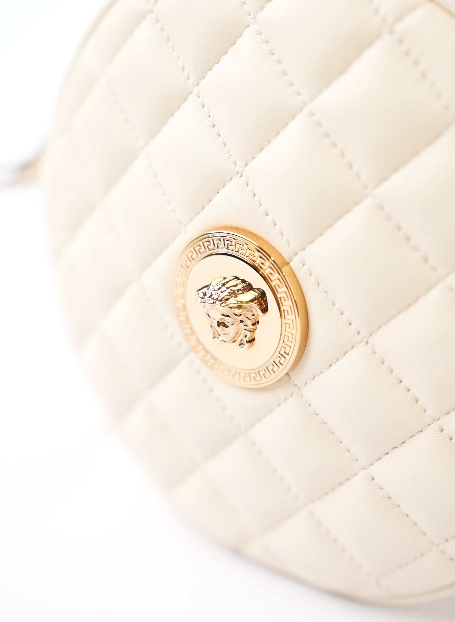 Versace Nappa Quilted La Medusa Round Camera Crossbody
