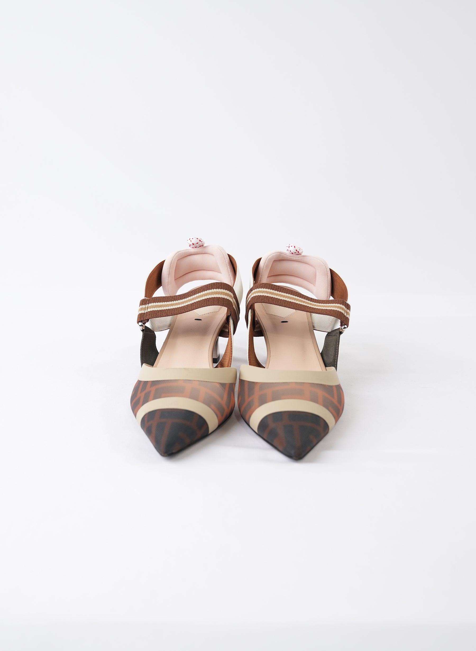 Fendi Multicolor Mesh And Leather Colibri Slingback Pump