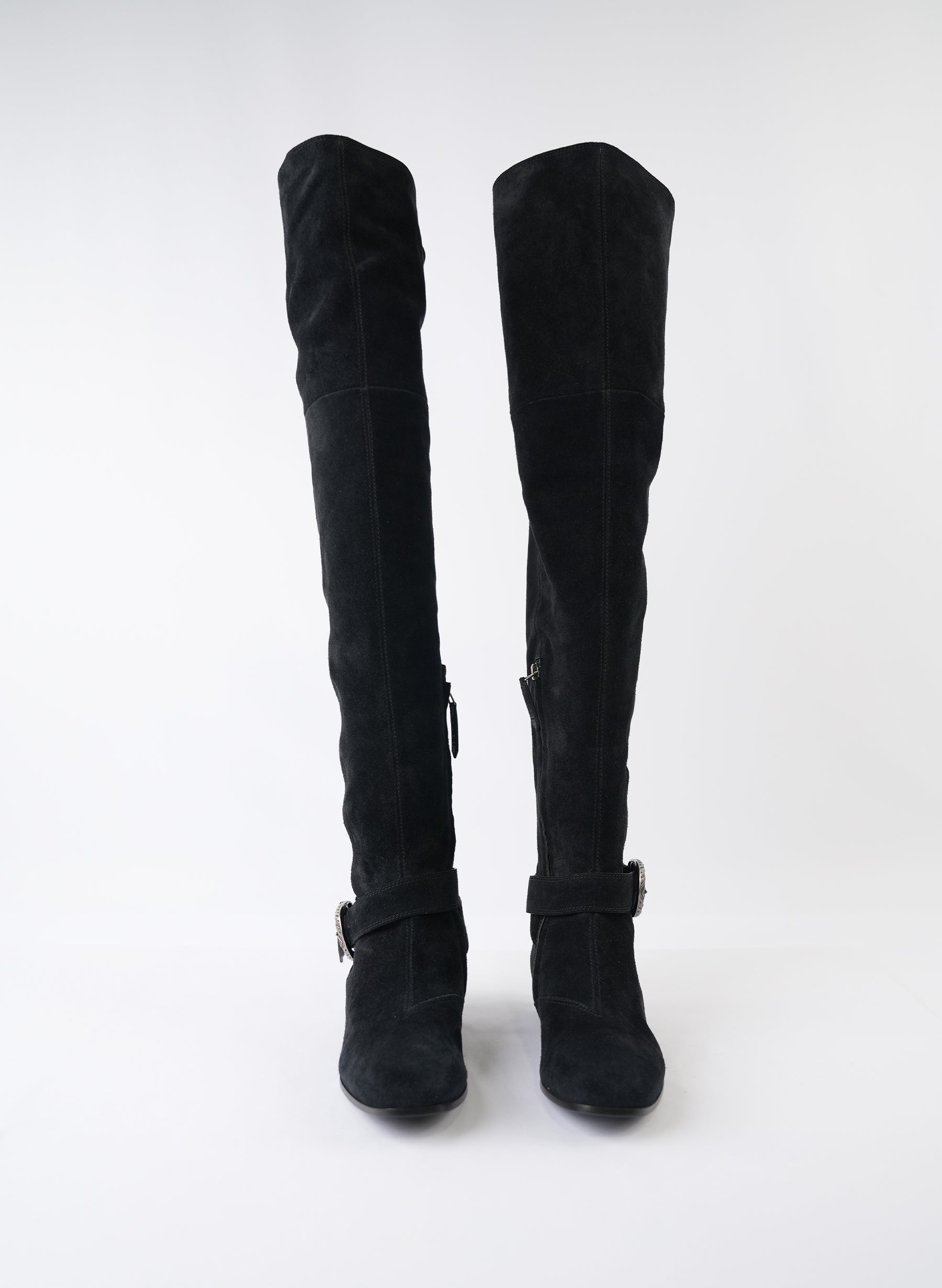 Gucci Black Suede Over The Knee Boots