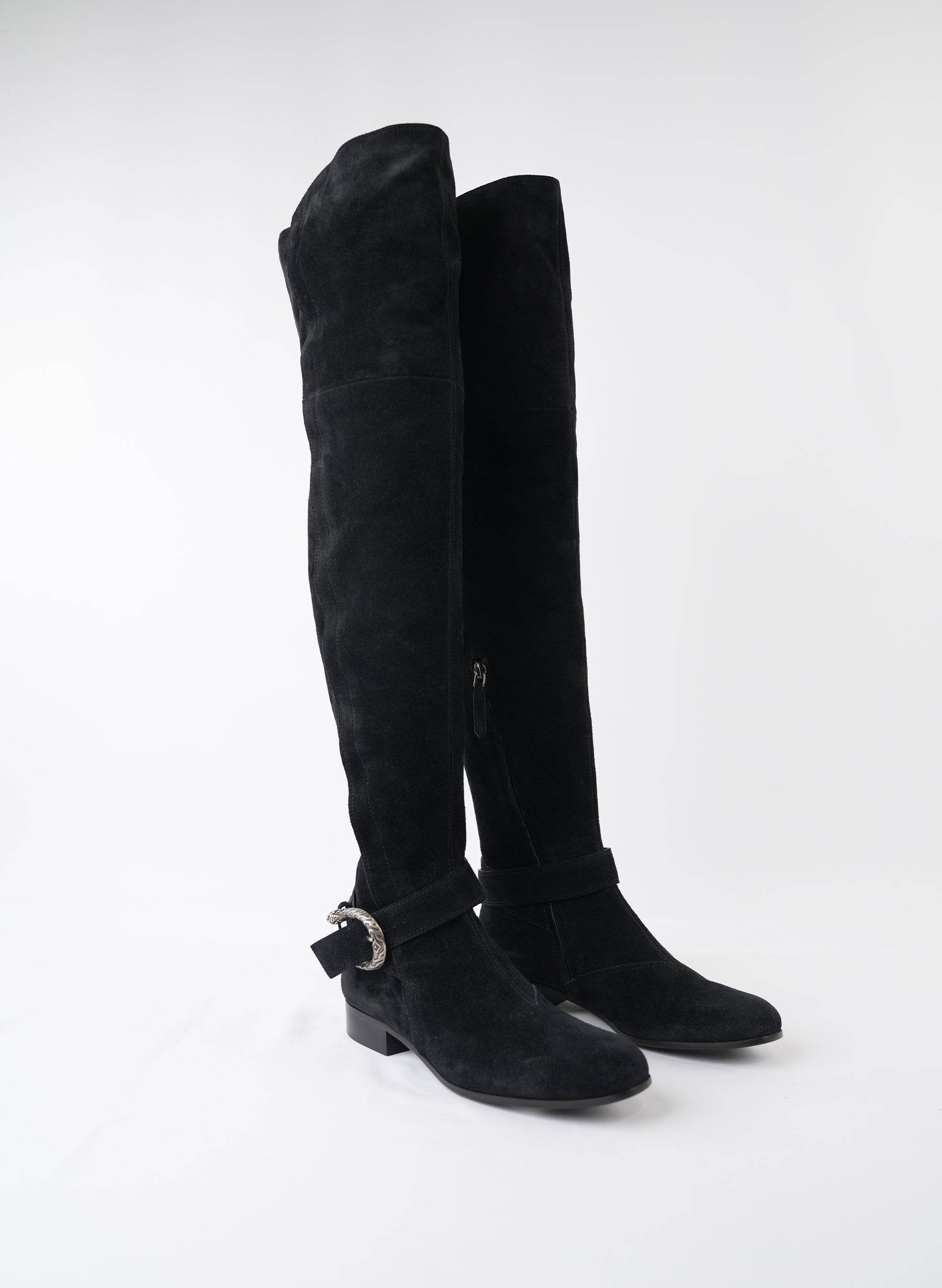 Gucci Black Suede Over The Knee Boots