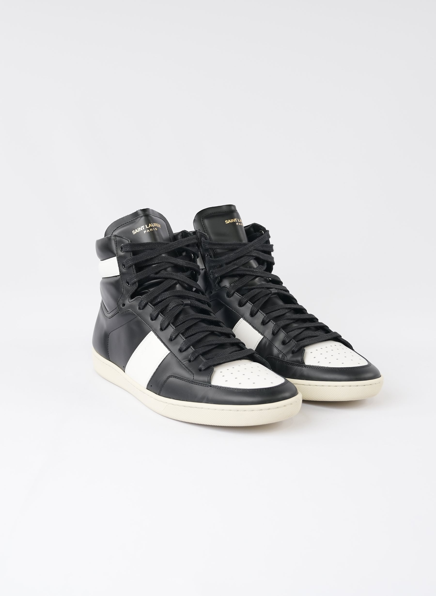 Saint Laurent Classic Court White High Top Sneakers