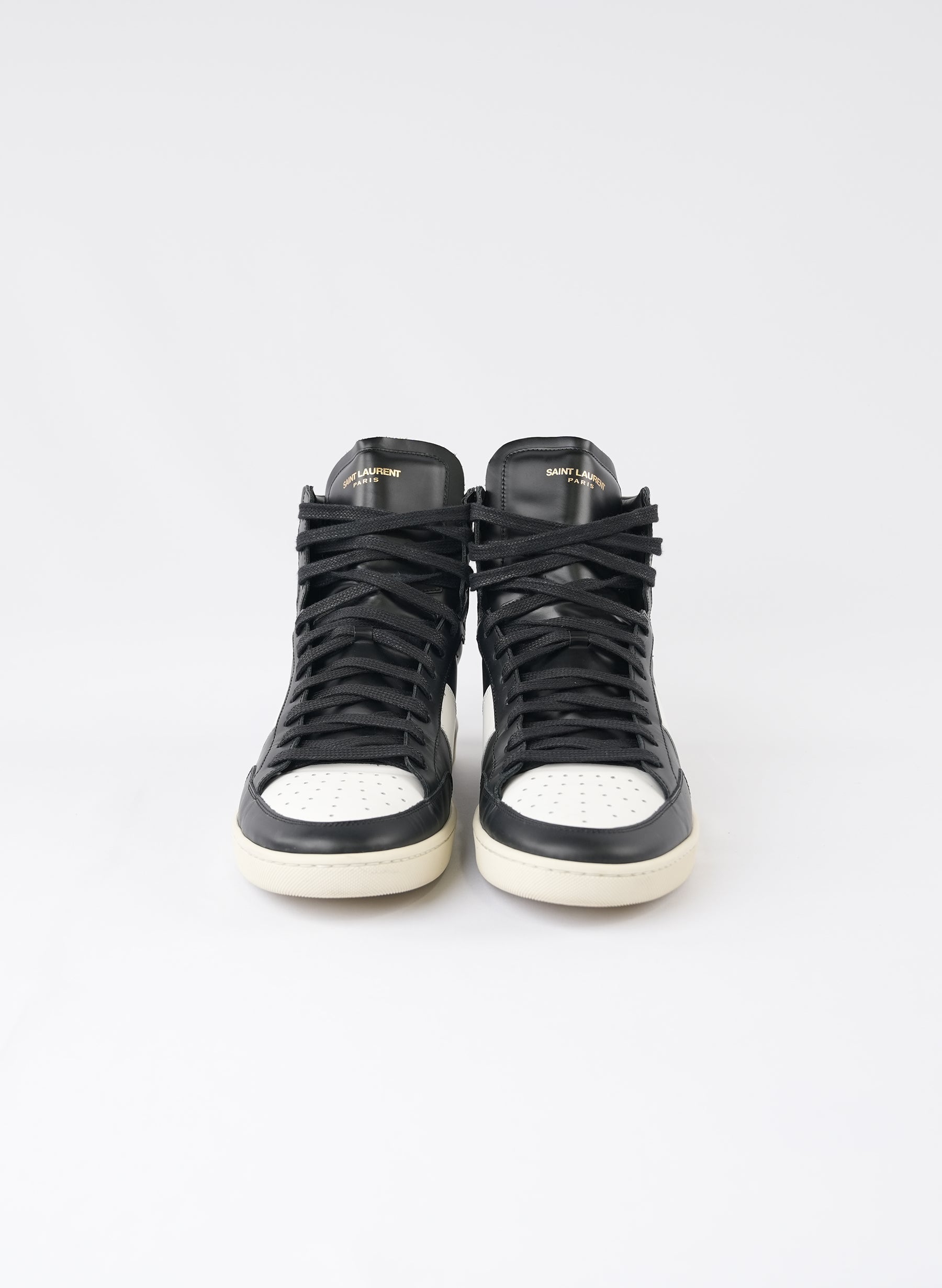 Saint Laurent Classic Court White High Top Sneakers