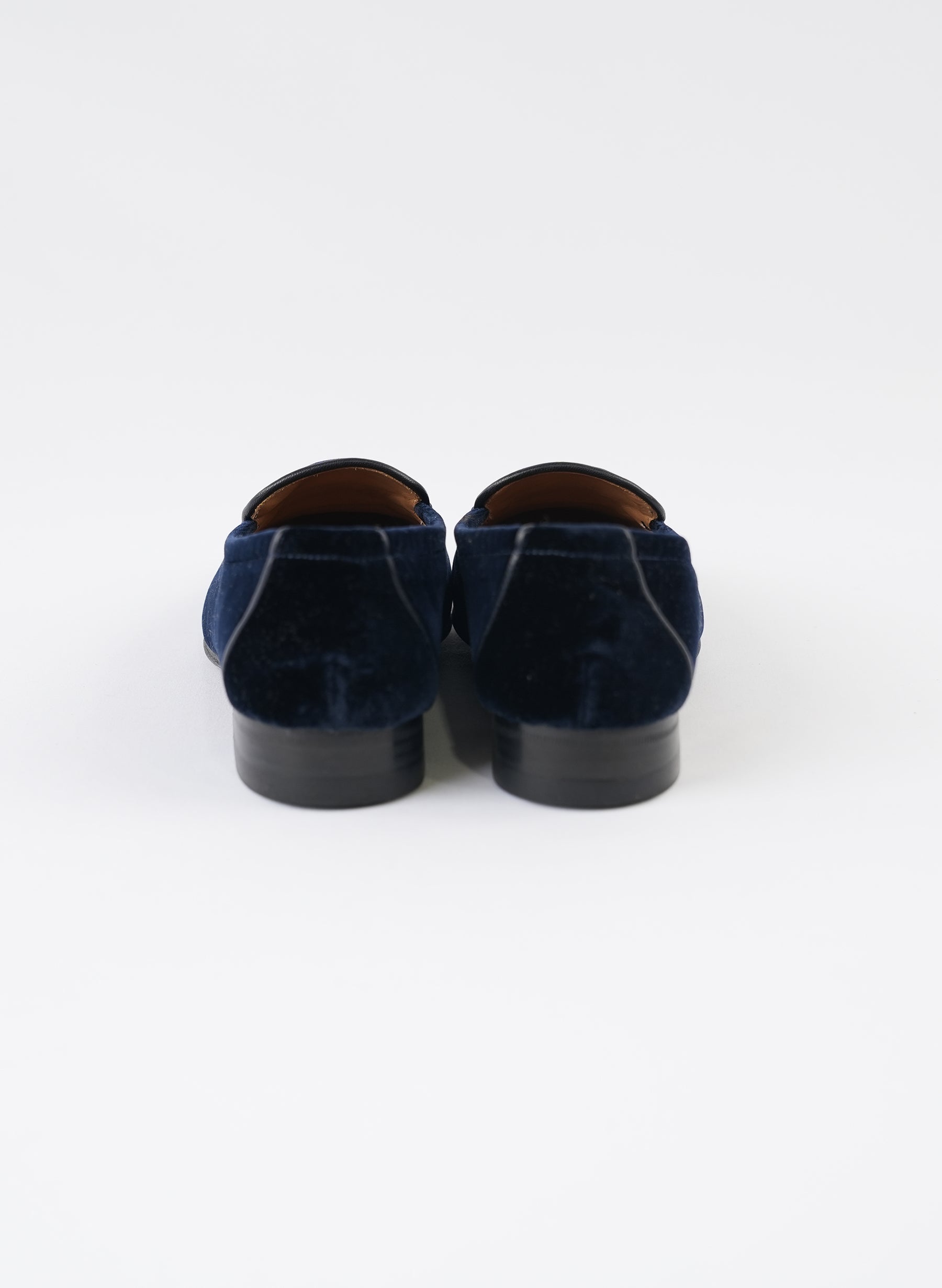 The Row Navy Velvet Flats