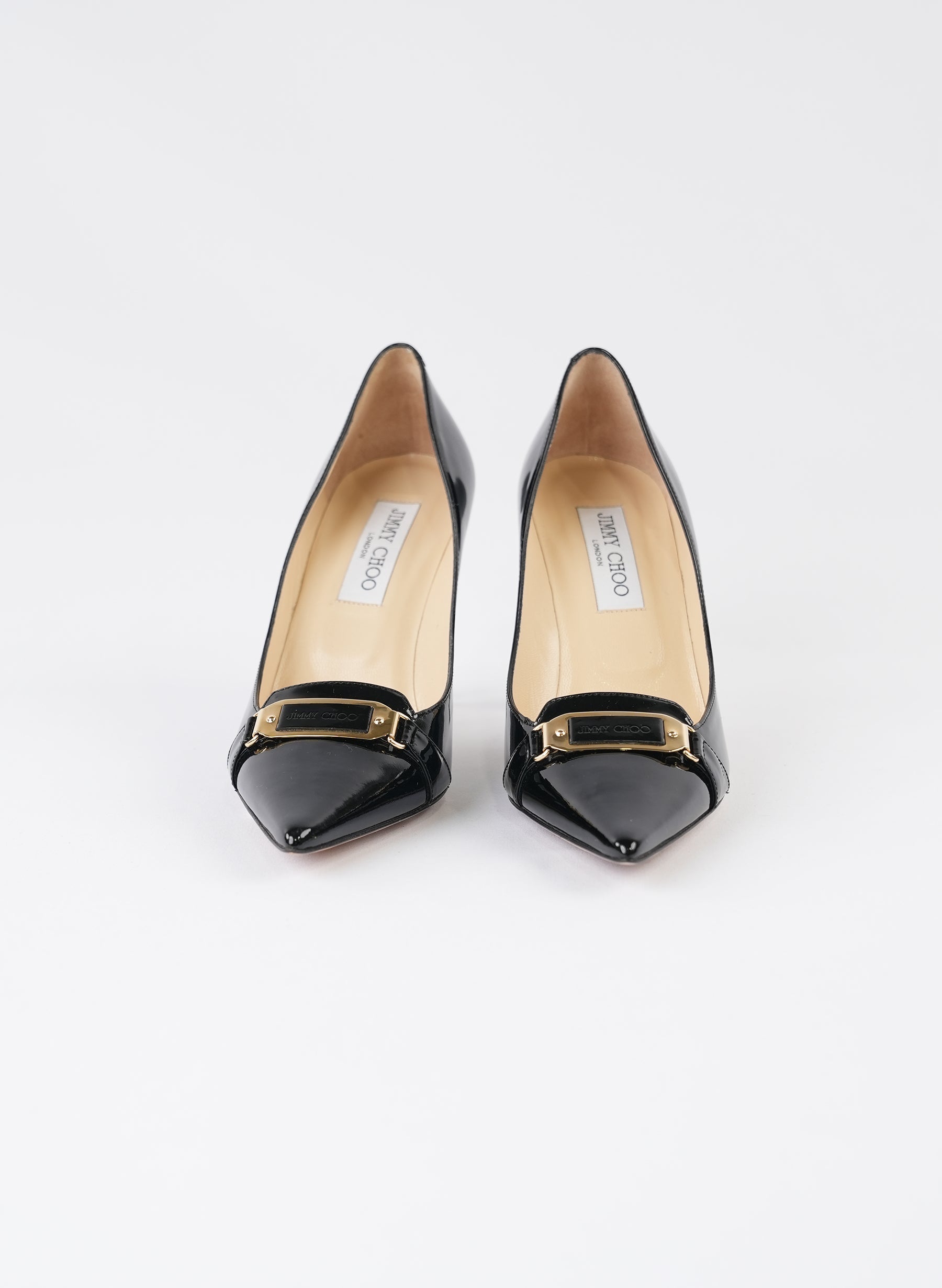 Jimmy Choo Black Patent Leather Pointed Toe Pumps