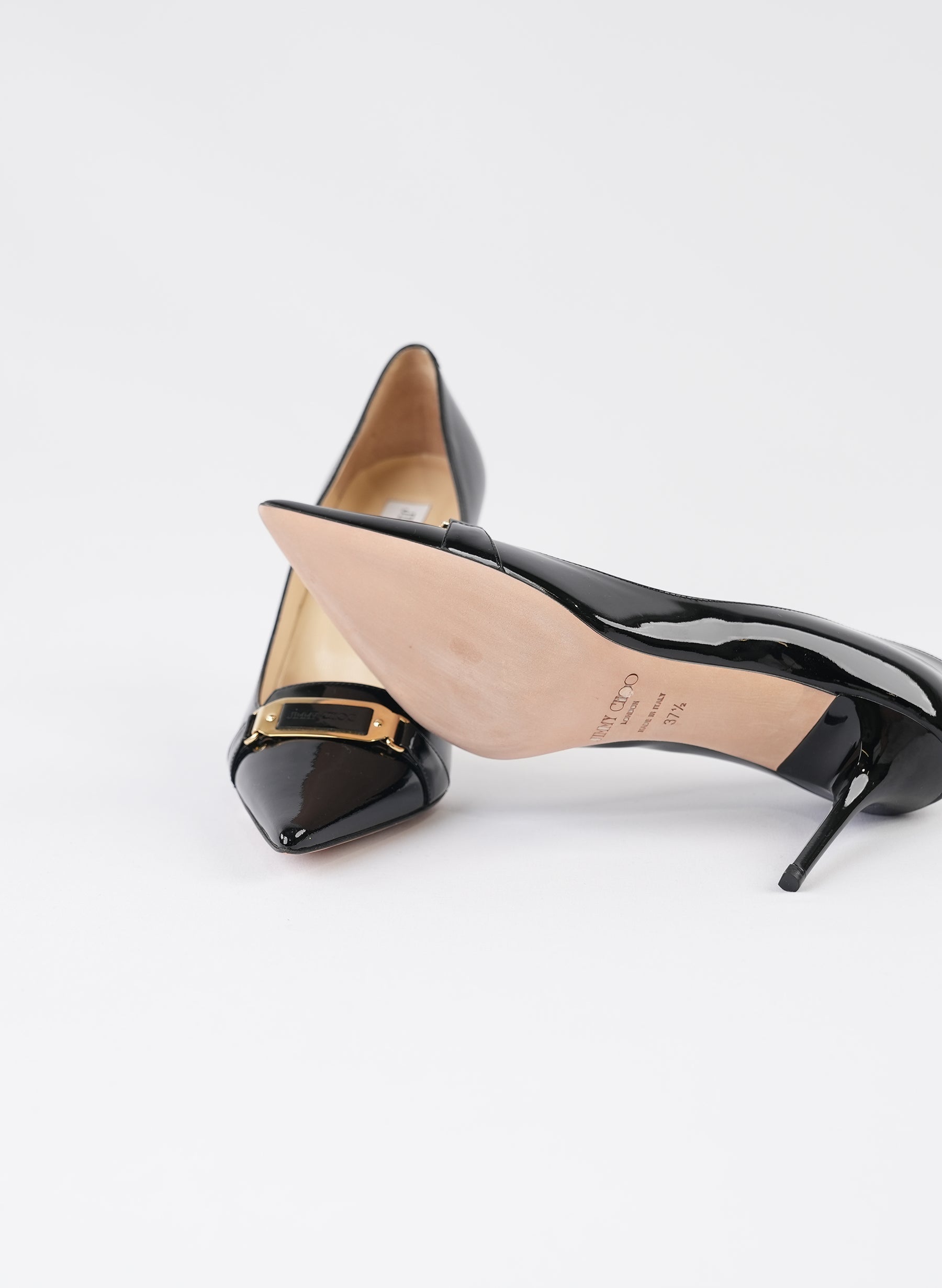 Jimmy Choo Black Patent Leather Pointed Toe Pumps