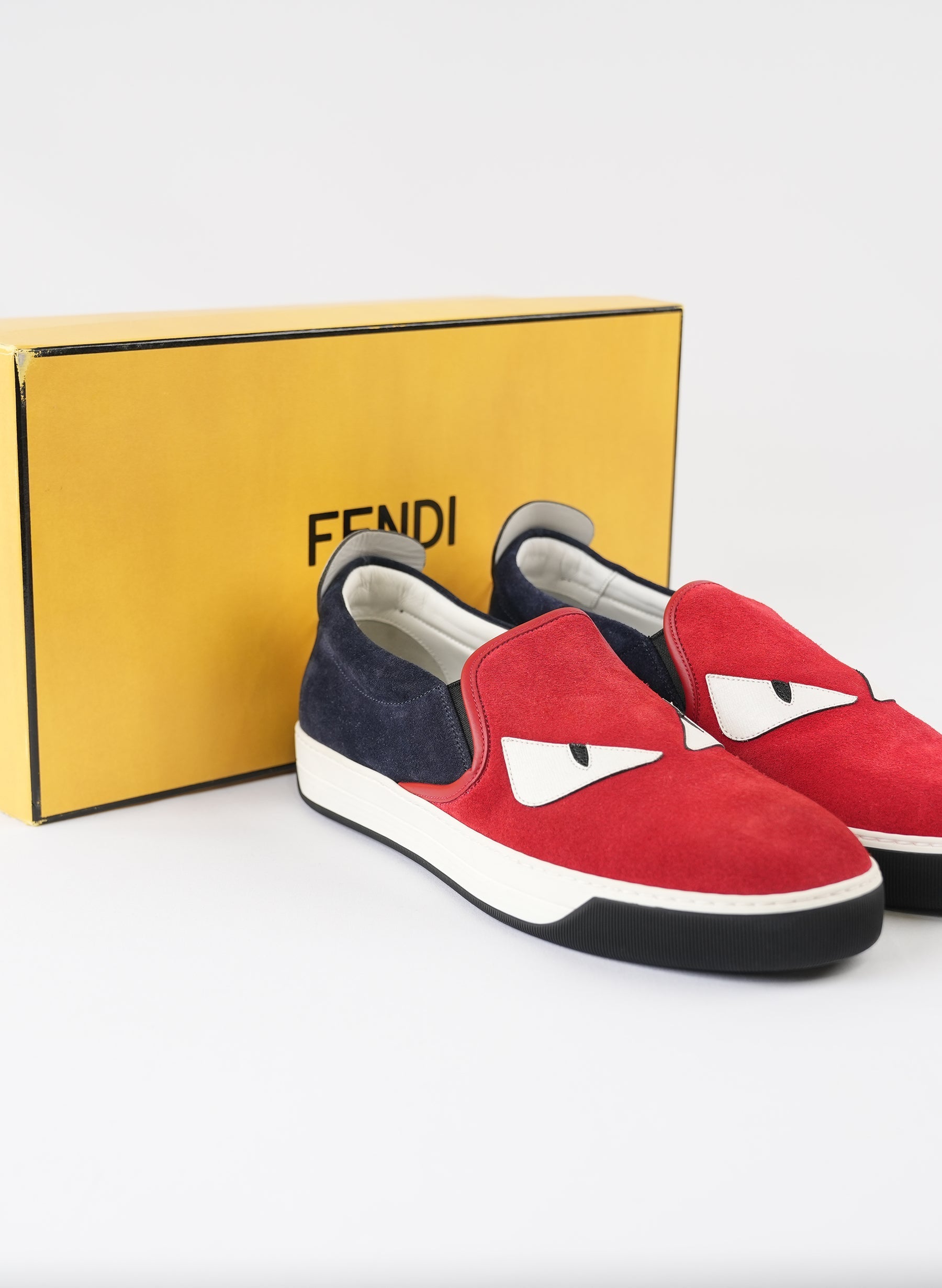 Fendi Red Monster Slip On Sneakers