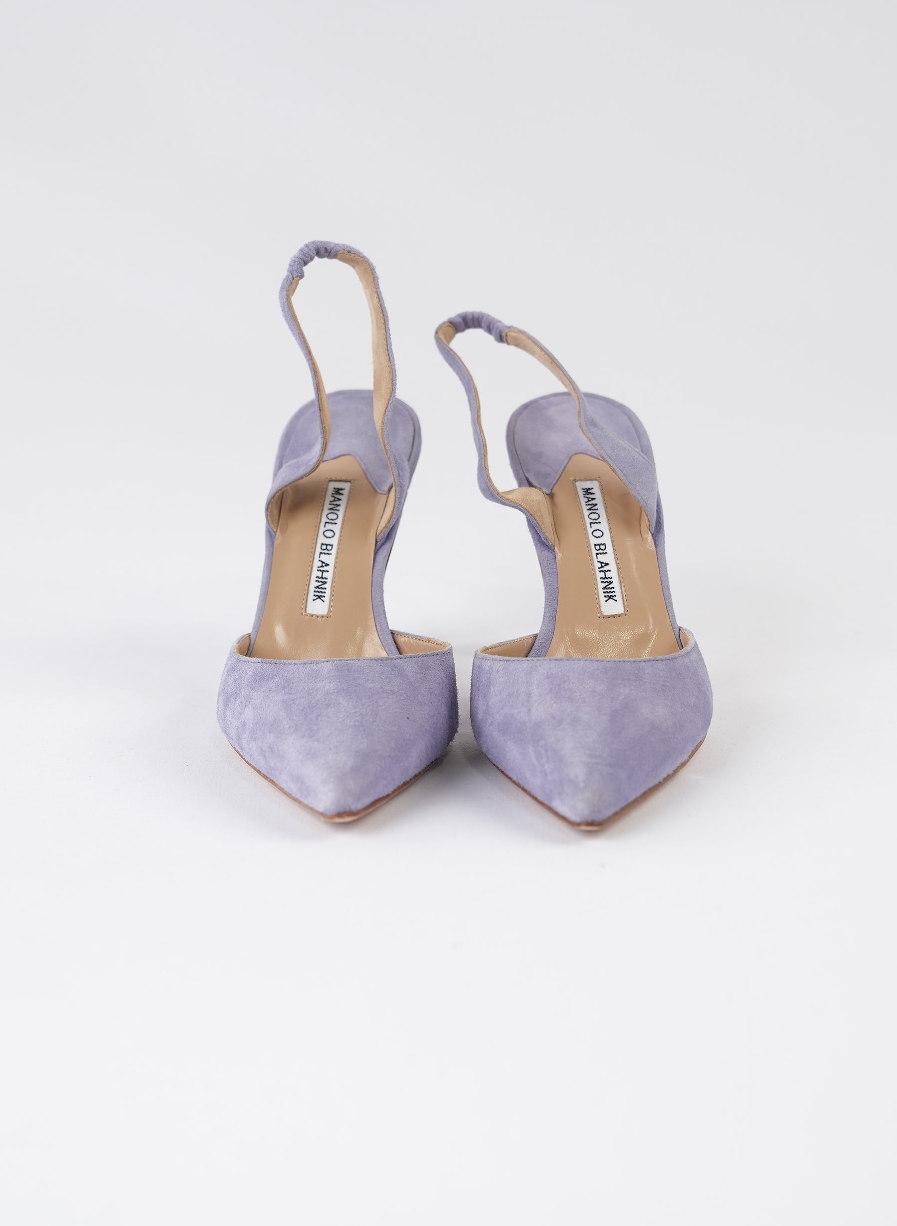 Manolo Blahnik Purple Suede Slingback Heels