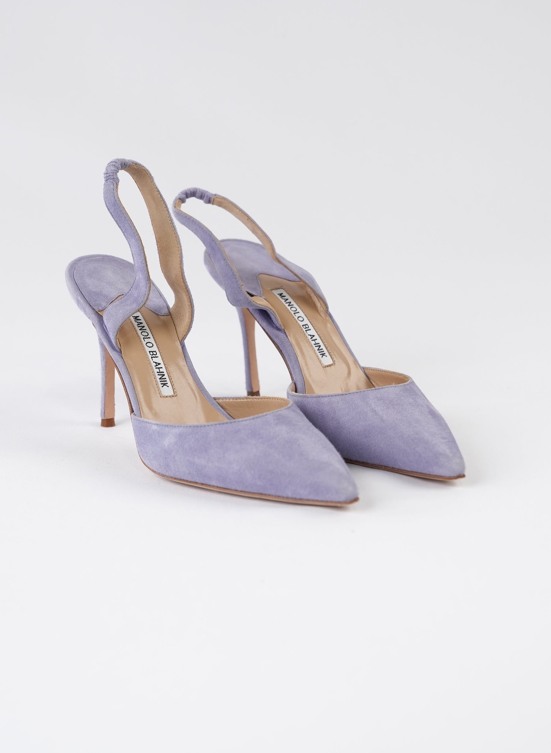 Manolo Blahnik Purple Suede Slingback Heels