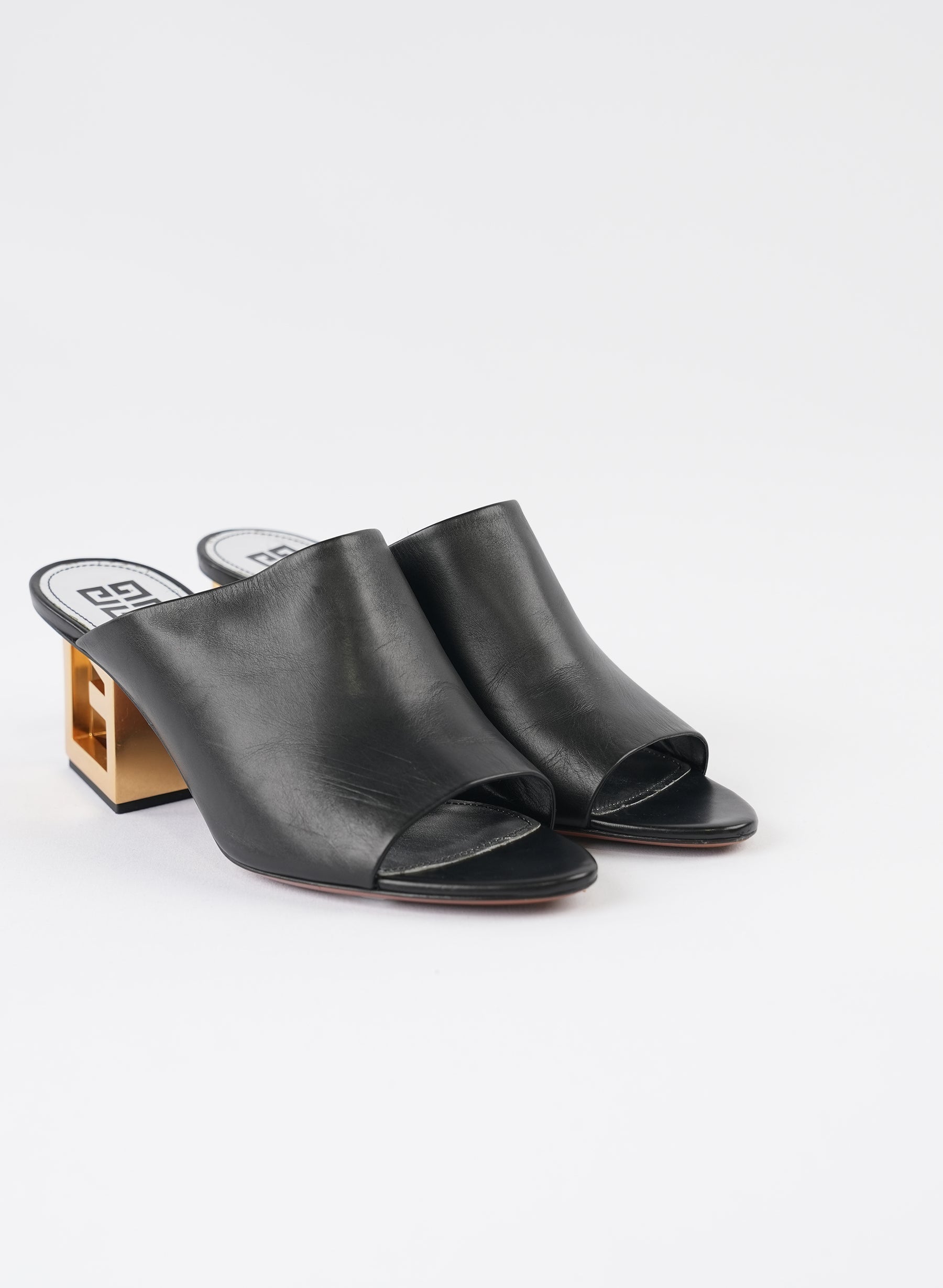 Givenchy Black Leather Triangle Mules