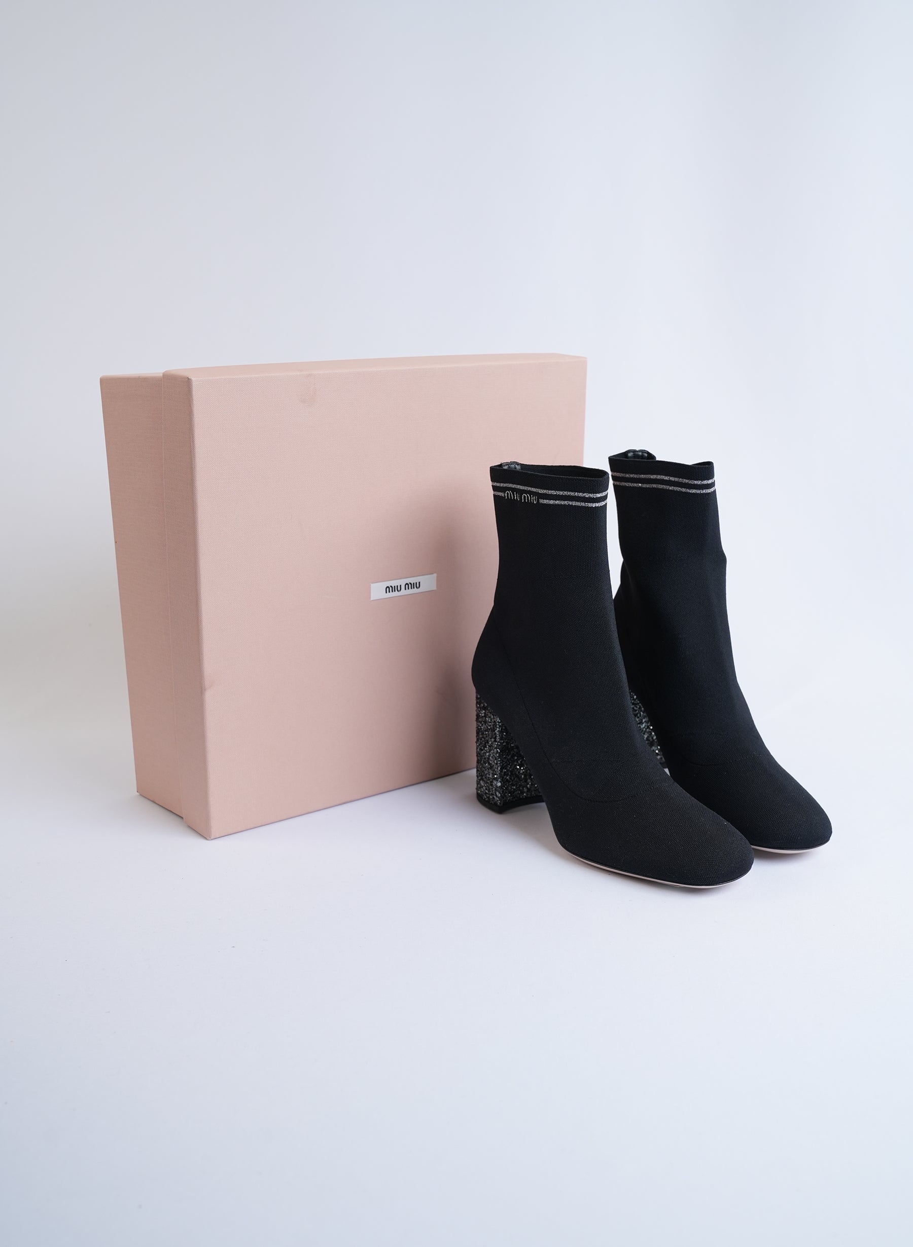 Miu Miu Stretch Knit Ankle Boots