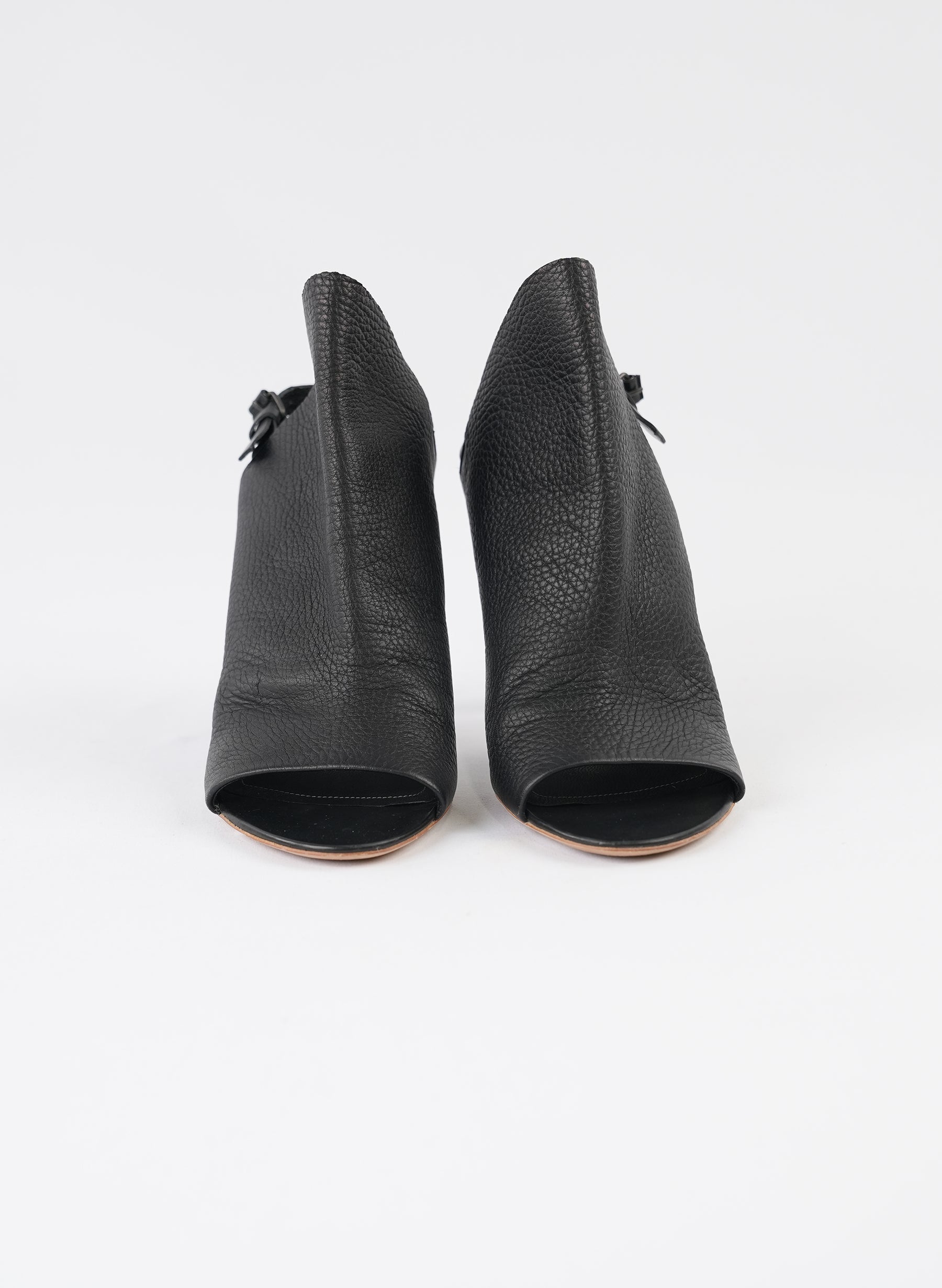 Balenciaga Black Leather Glove Slingback Sandals