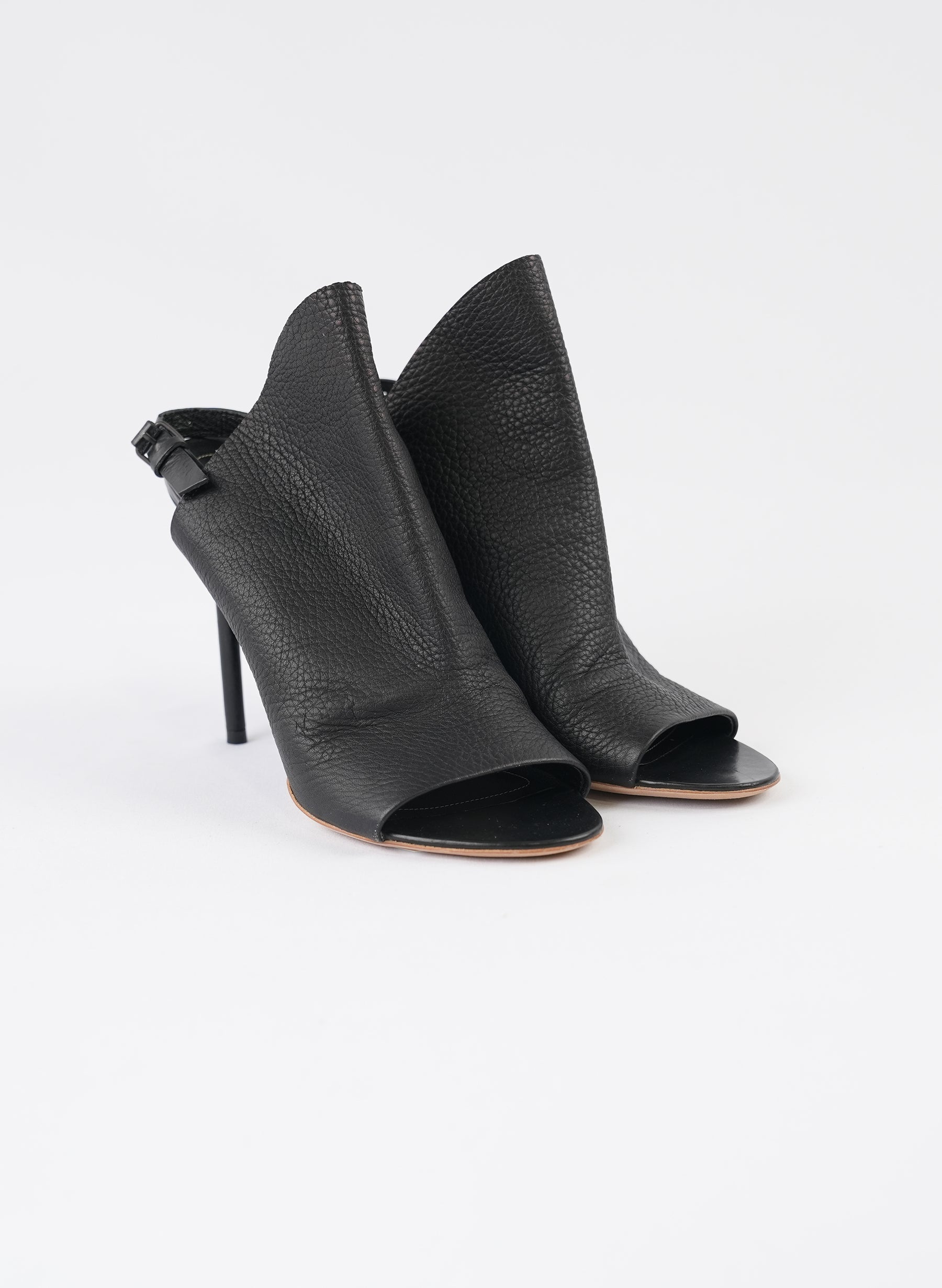 Balenciaga Black Leather Glove Slingback Sandals