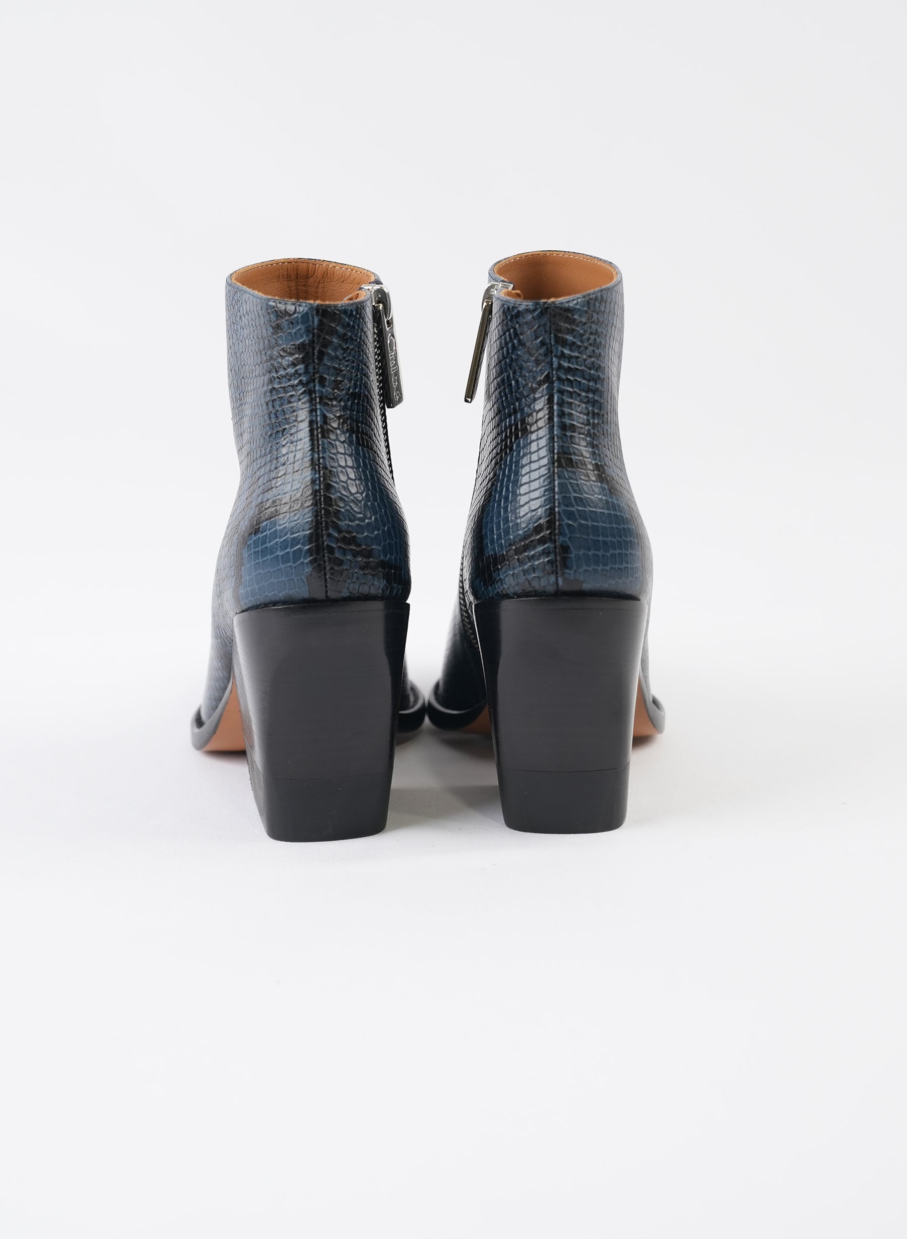 Chloe Blue Rylee Embossed Ankle Boots