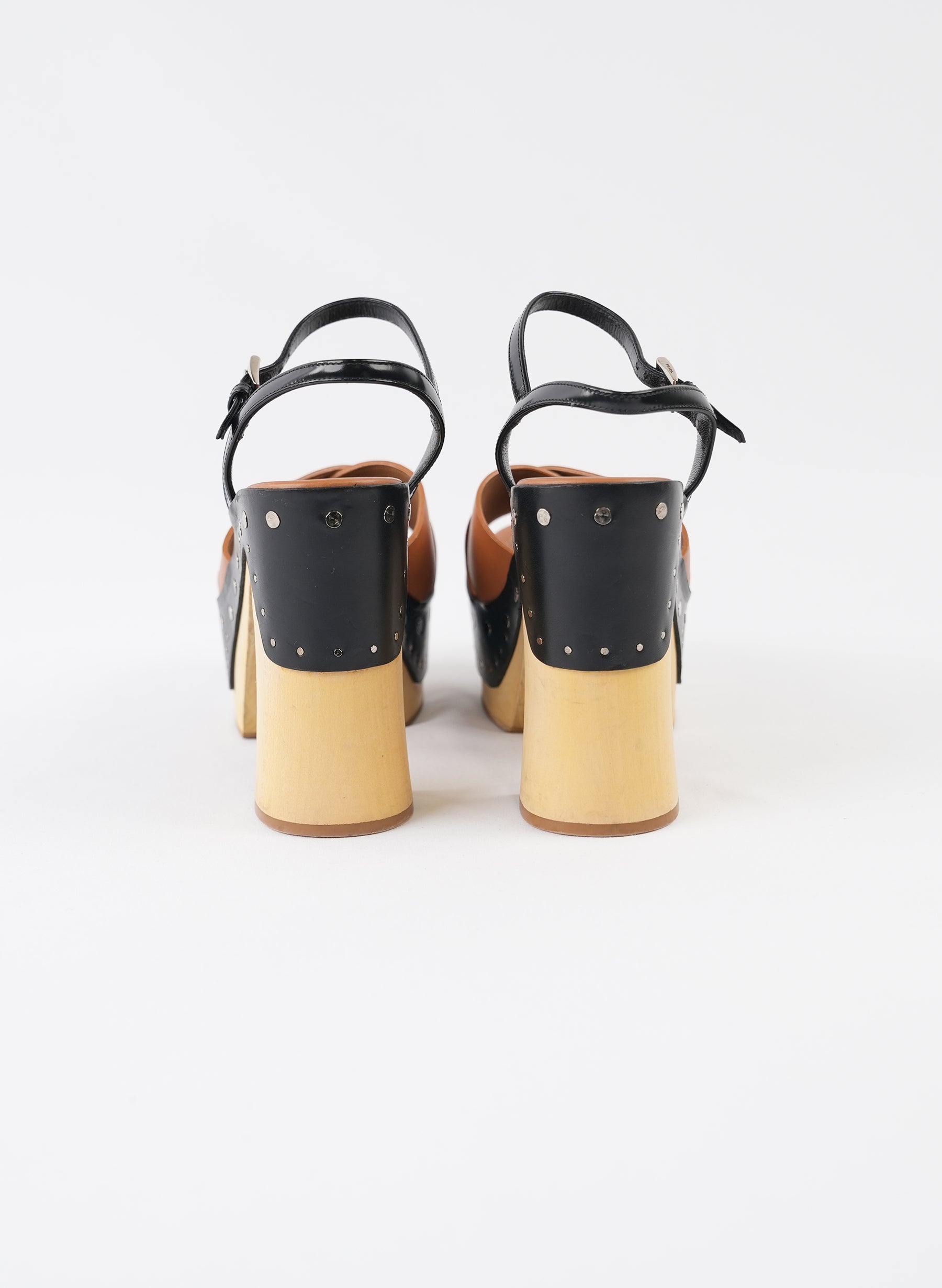 Prada Two Tone Criss Cross Platform Sandals