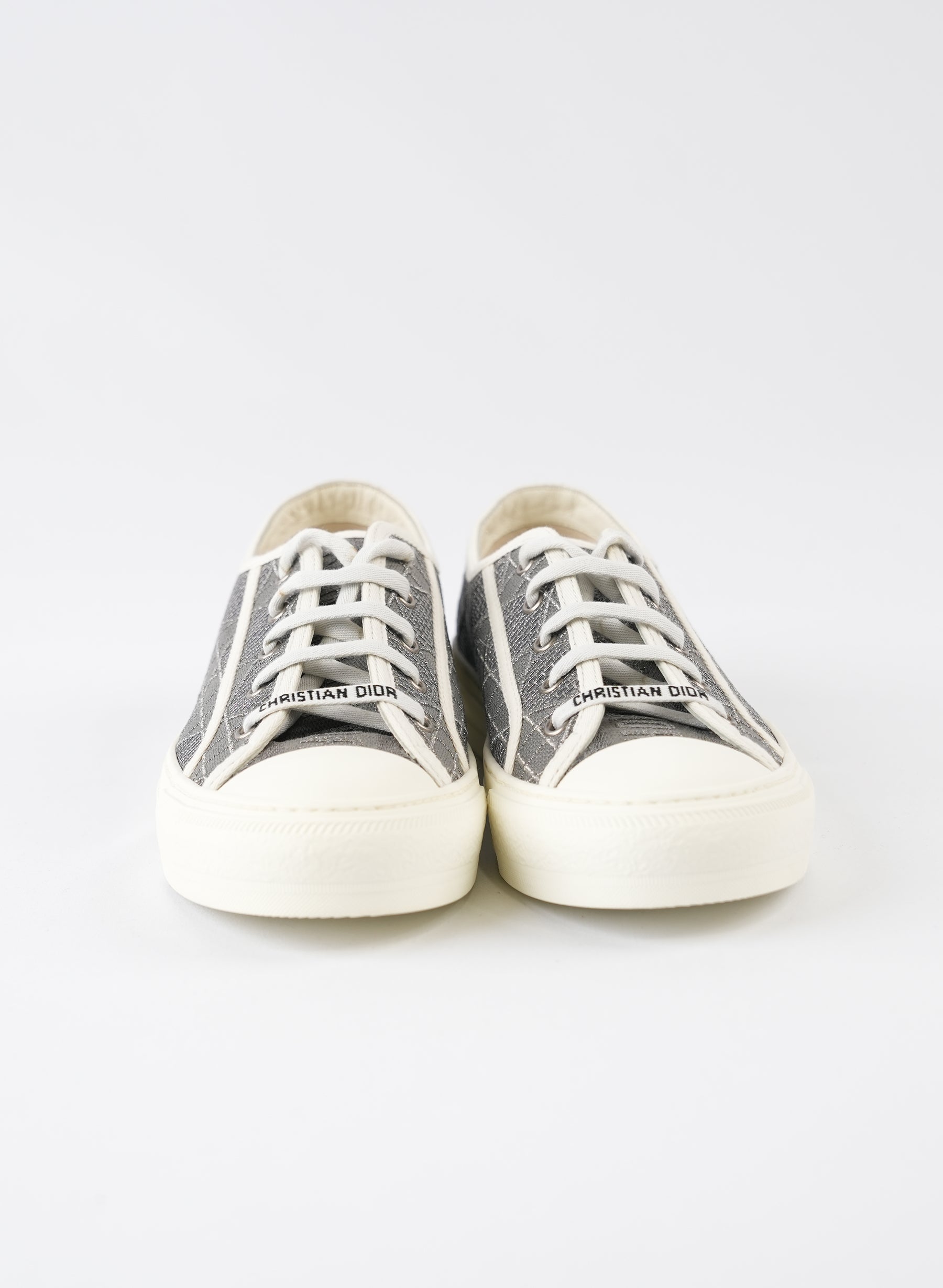 Christian Dior Grey Cotton Cannage Walk'N'Dior Low Top Sneakers