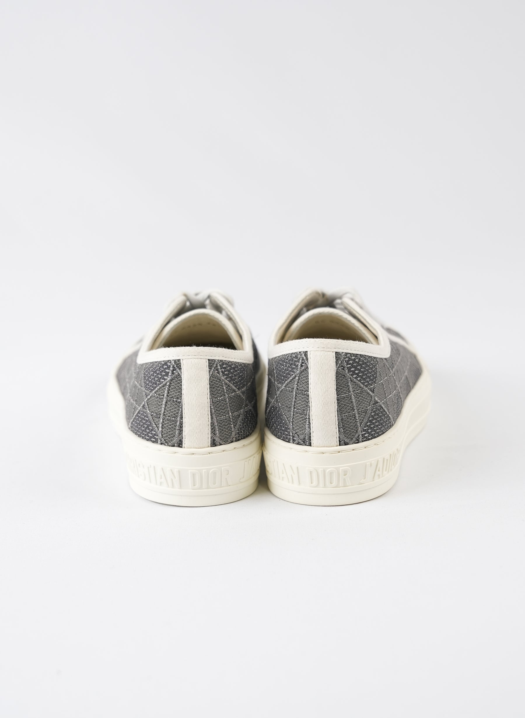 Christian Dior Grey Cotton Cannage Walk'N'Dior Low Top Sneakers