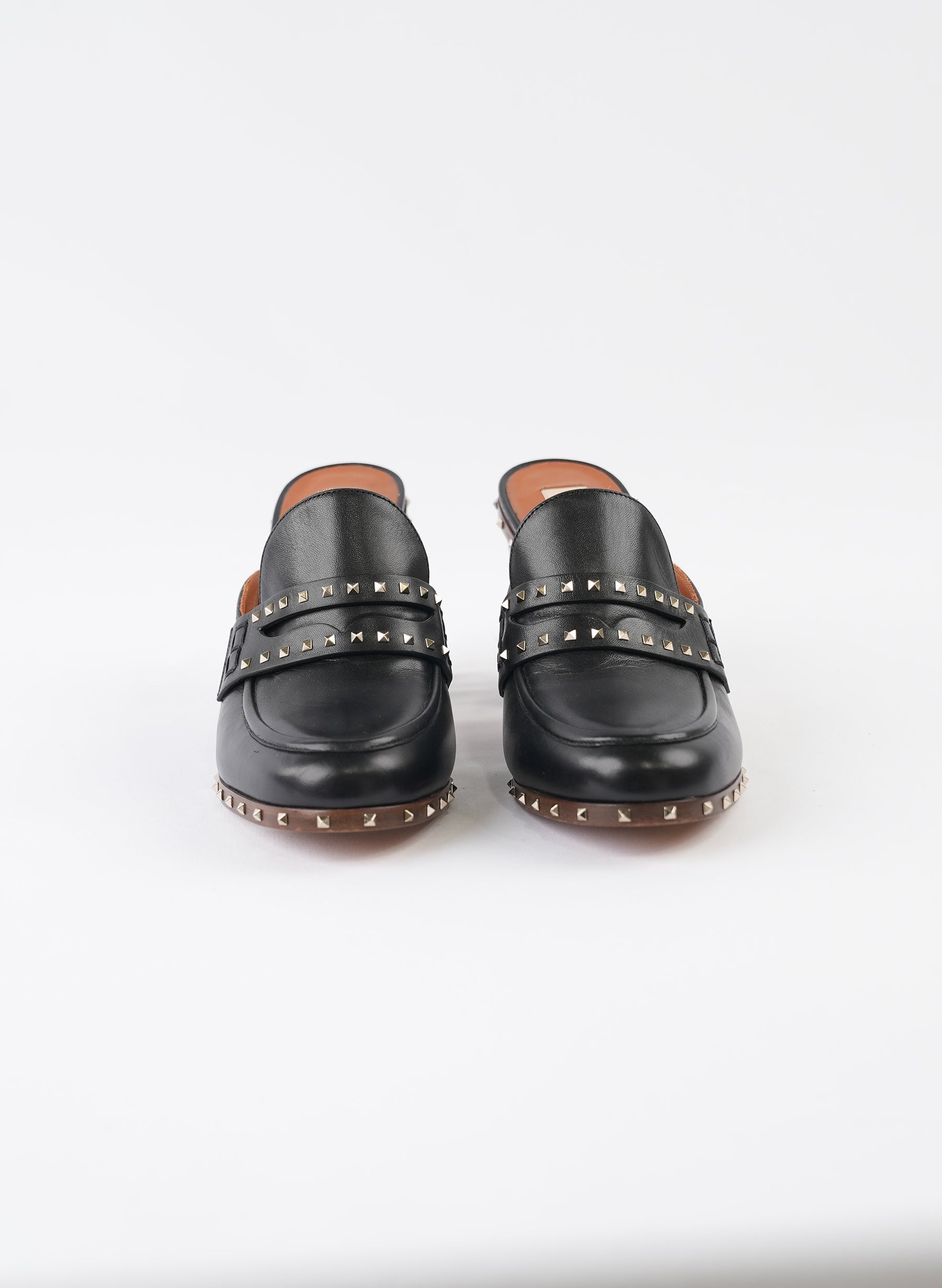 Valentino Black Soul Rockstud Loafer Mules