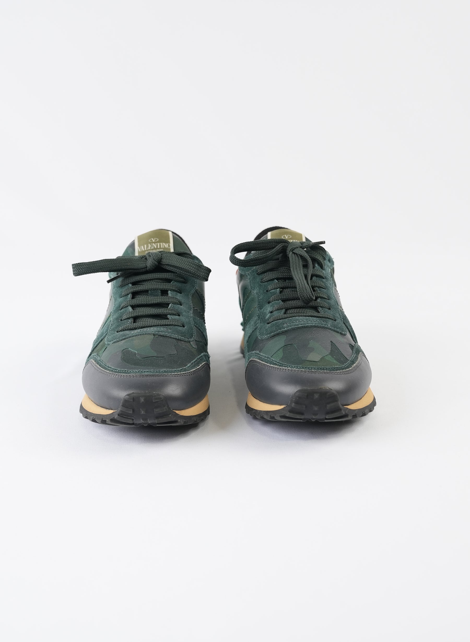 Valentino Garavani Nappa Suede Camouflage Rockrunner Sneakers