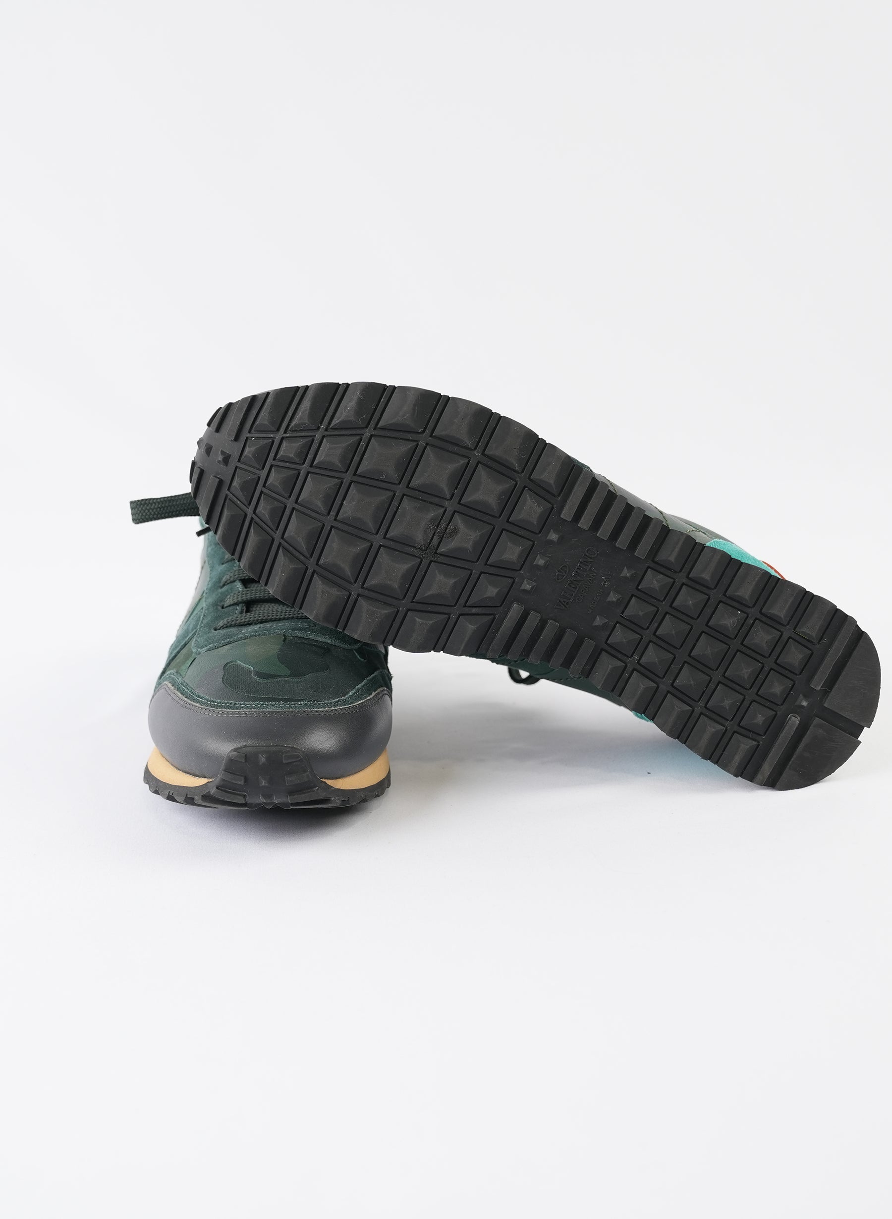 Valentino Garavani Nappa Suede Camouflage Rockrunner Sneakers