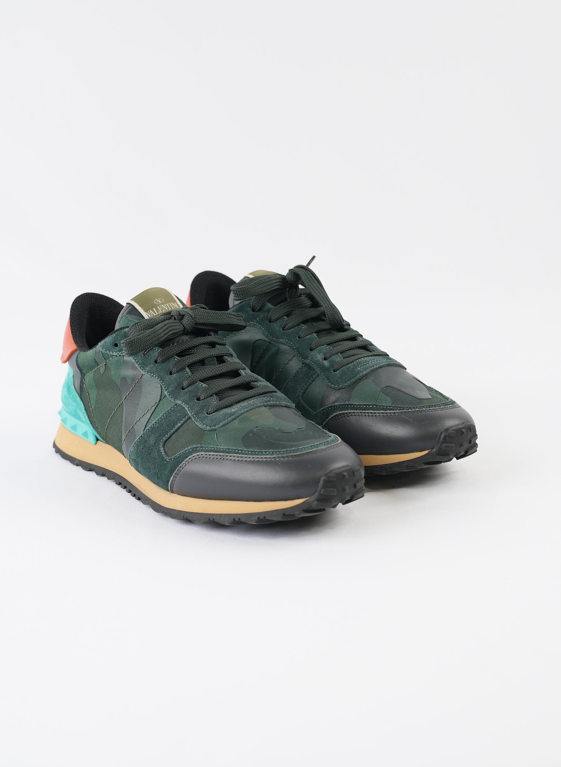 Valentino Garavani Nappa Suede Camouflage Rockrunner Sneakers