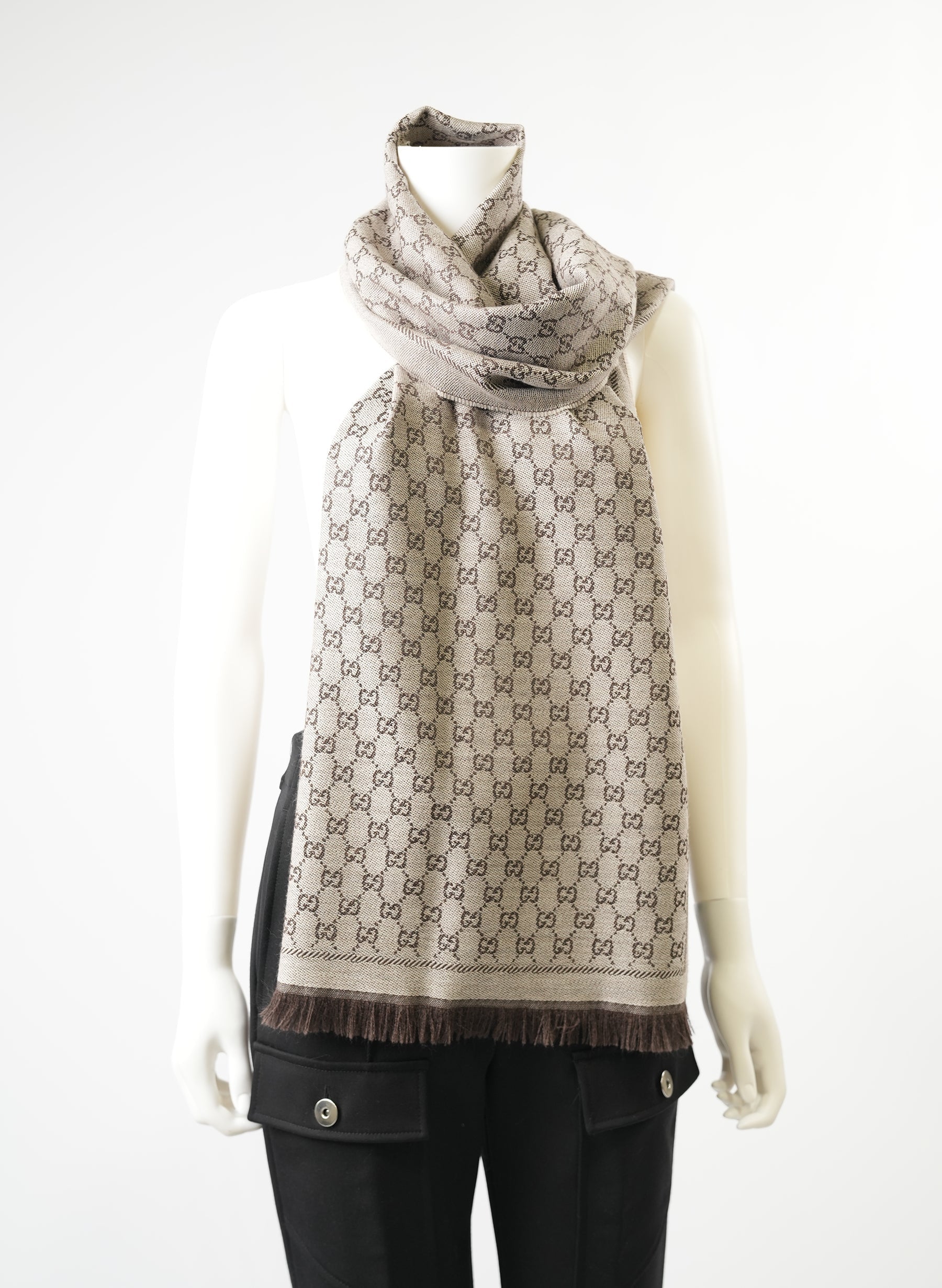 Gucci GG Jacquard Wool Scarf