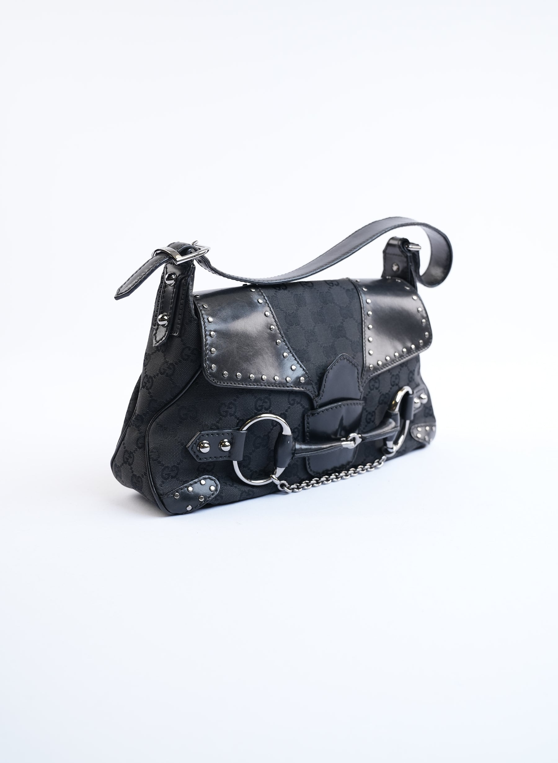 Gucci Black Monogram Shoulder Bag