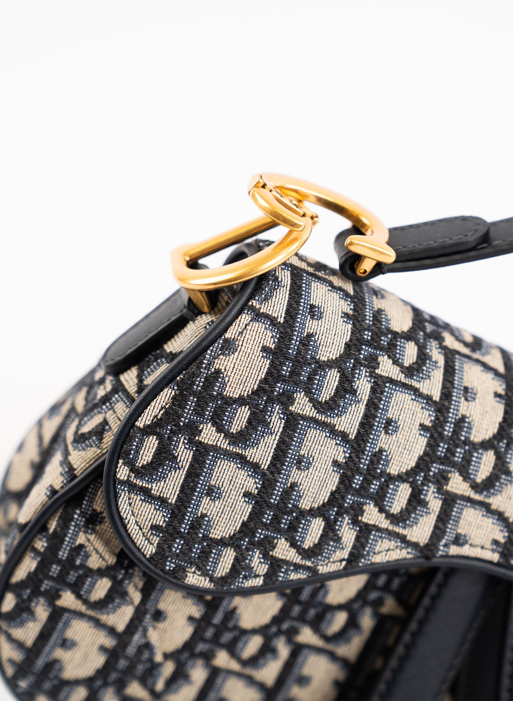 Christian Dior Navy Oblique Canvas Saddle Mini Bag