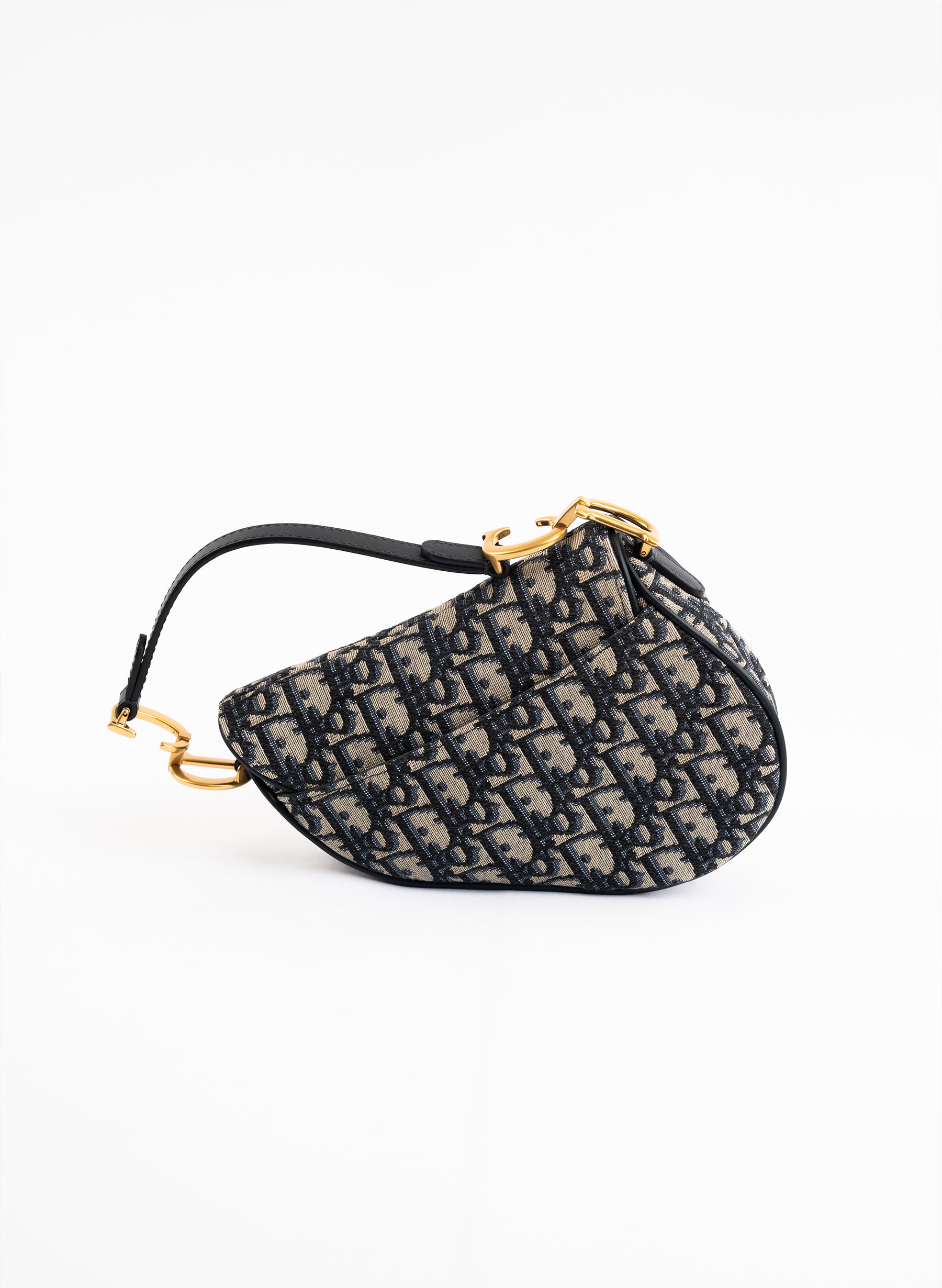 Christian Dior Navy Oblique Canvas Saddle Mini Bag