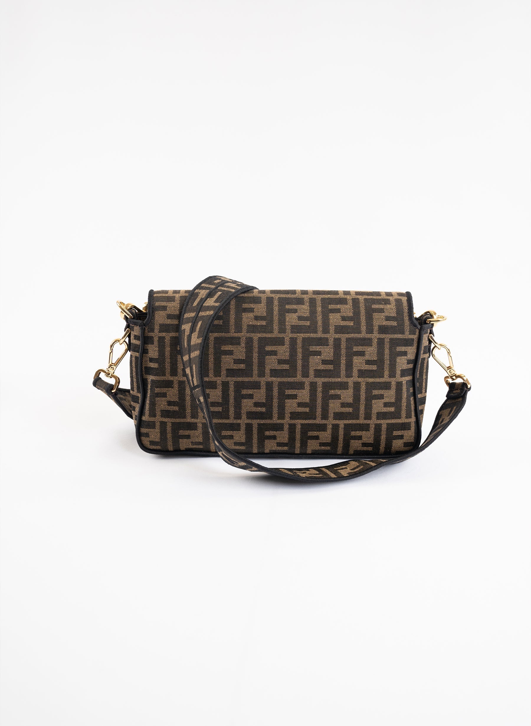 Fendi Baguette Brown FF Jacquard Fabric Bag