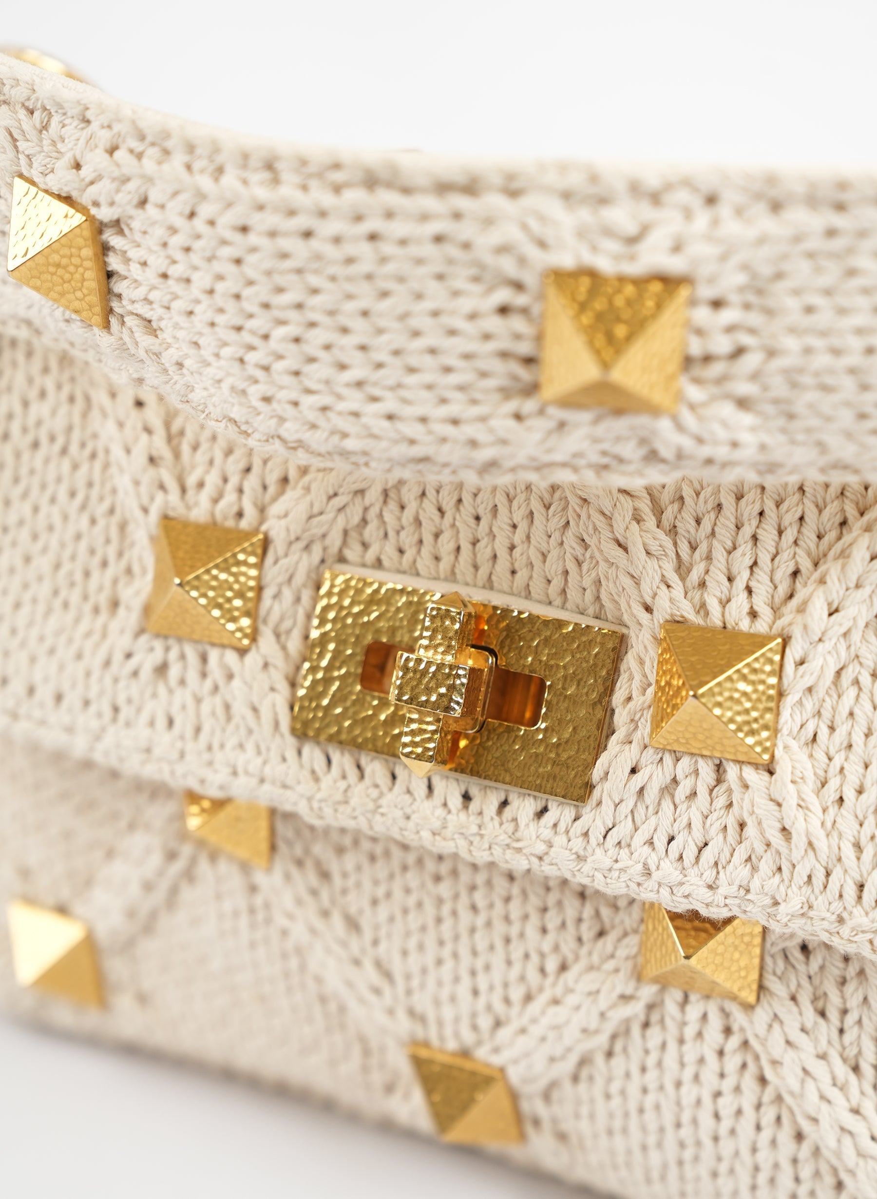 Valentino Garavani Roman Stud Knit Shoulder Chain Bag