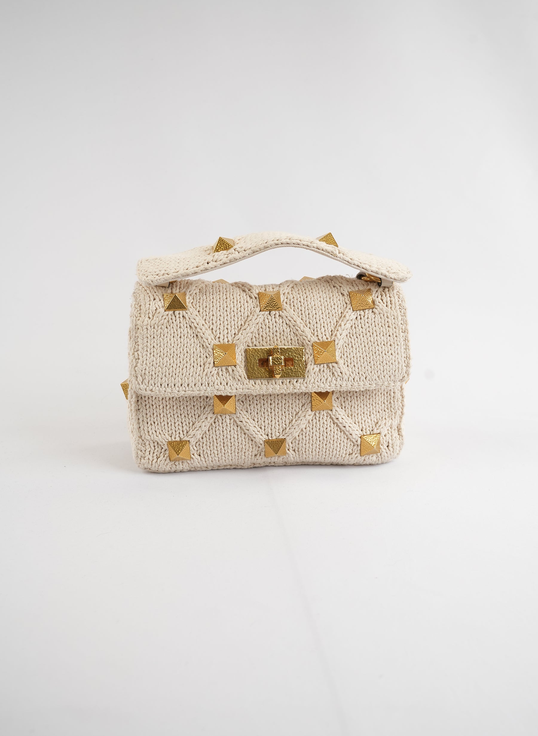 Valentino Garavani Roman Stud Knit Shoulder Chain Bag