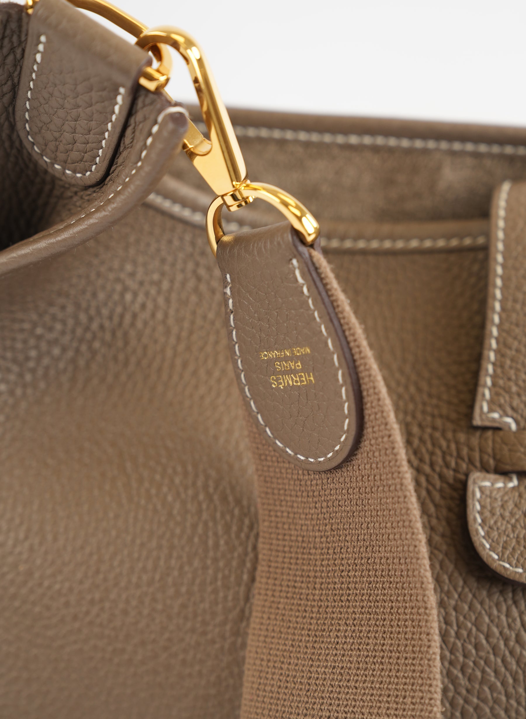 Hermès Etoupe Taurillon Clemence Evelyne Shoulder Bag