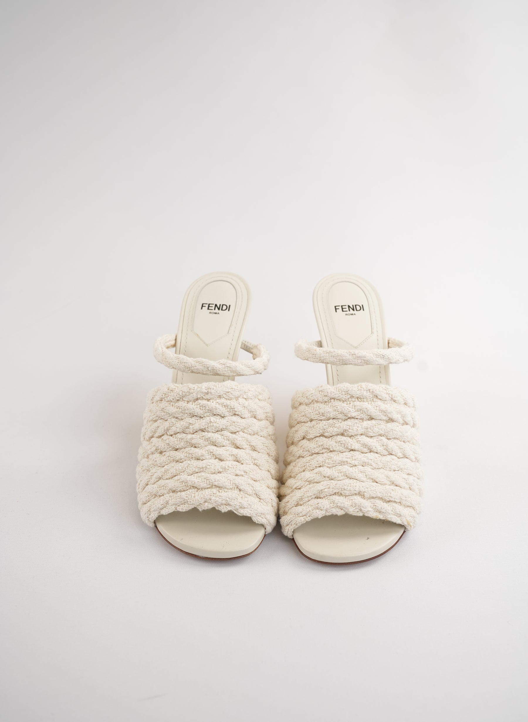Fendi First Fabric Woven 95mm Slide Sandals