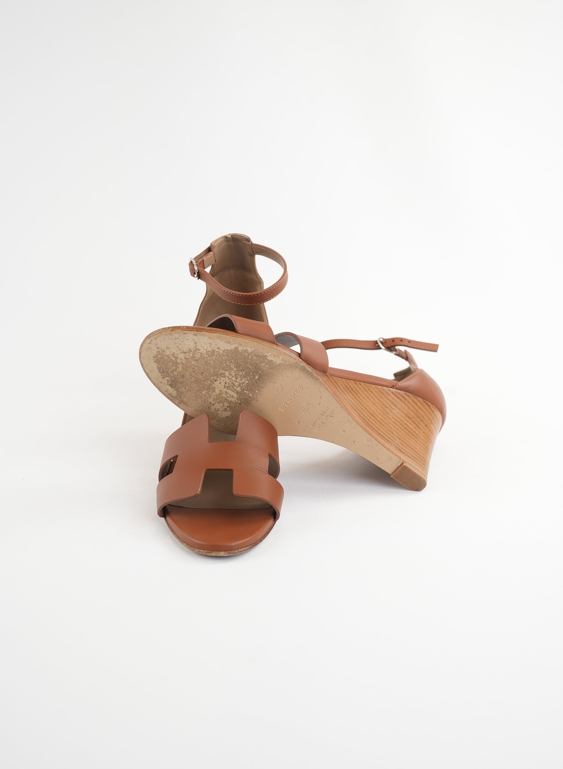 Hermès Calfskin Legend Wedge Sandals