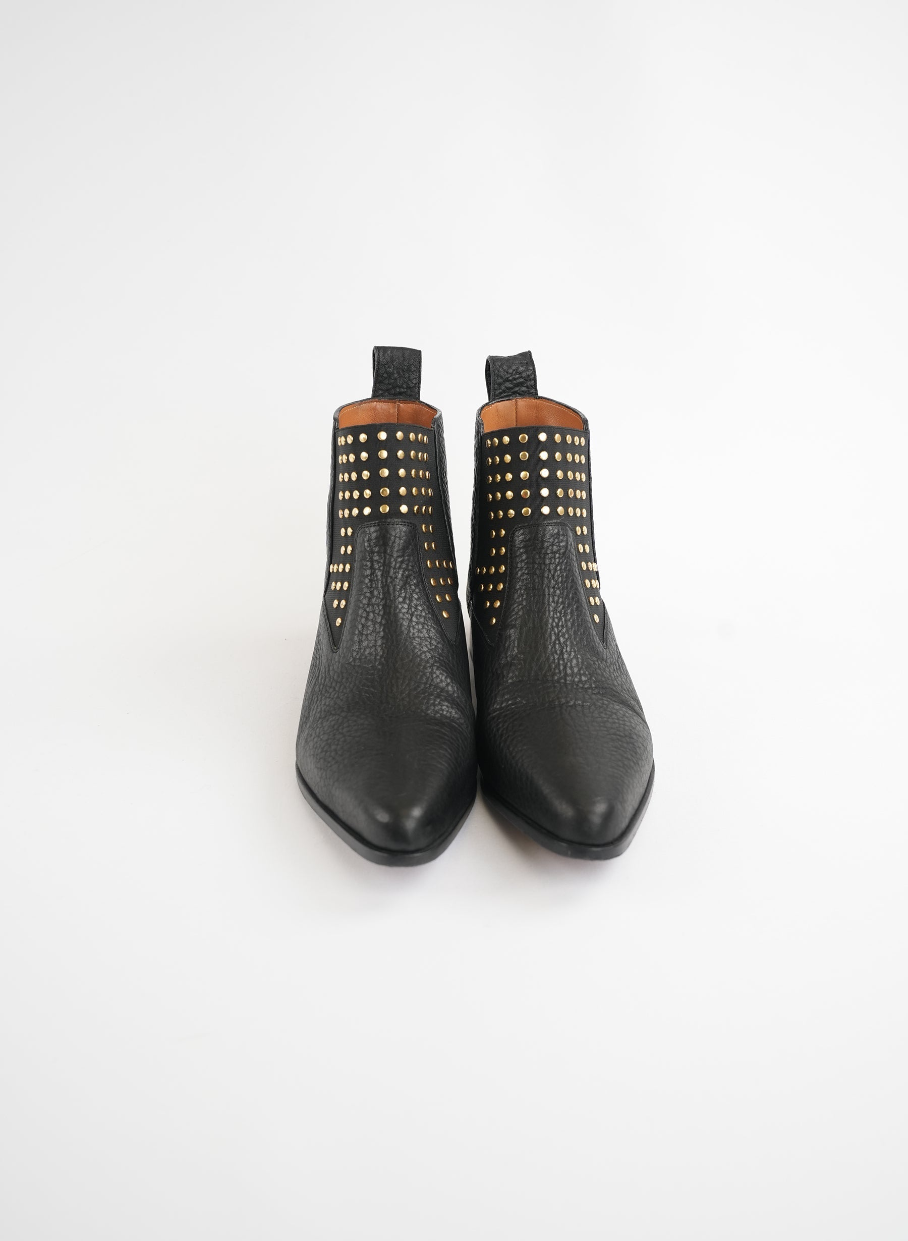 Chlo√© Leather Studded Accents Chelsea Boots