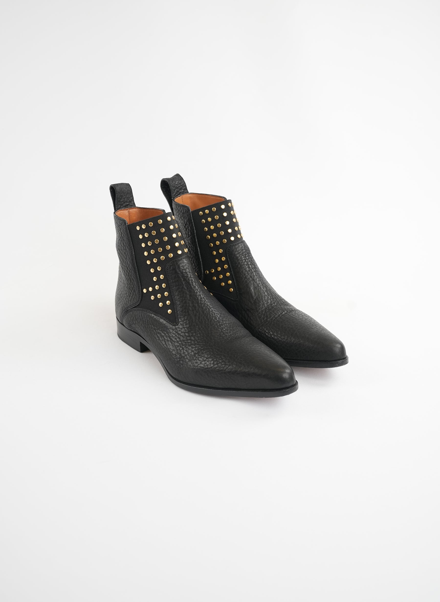 Chlo√© Leather Studded Accents Chelsea Boots
