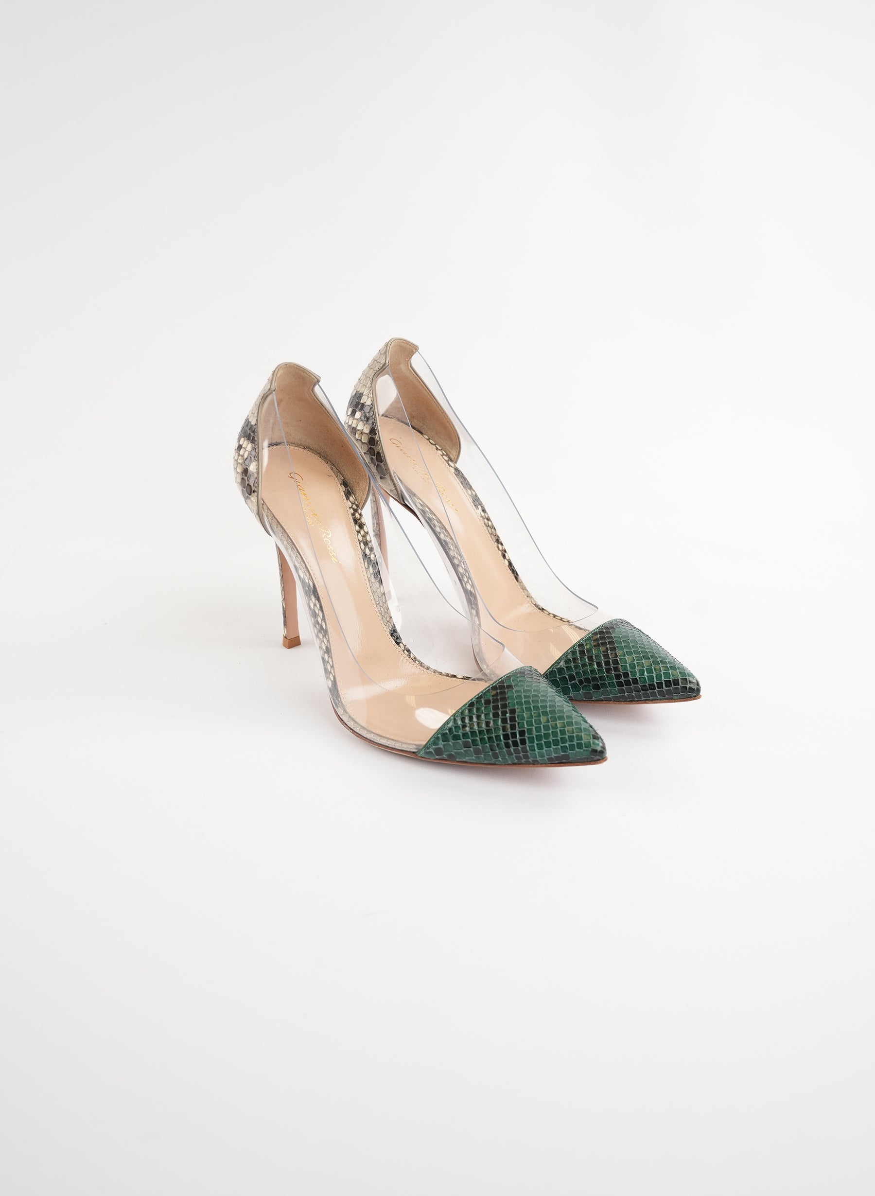 Gianvito Rossi Snakeskin Clear Heels