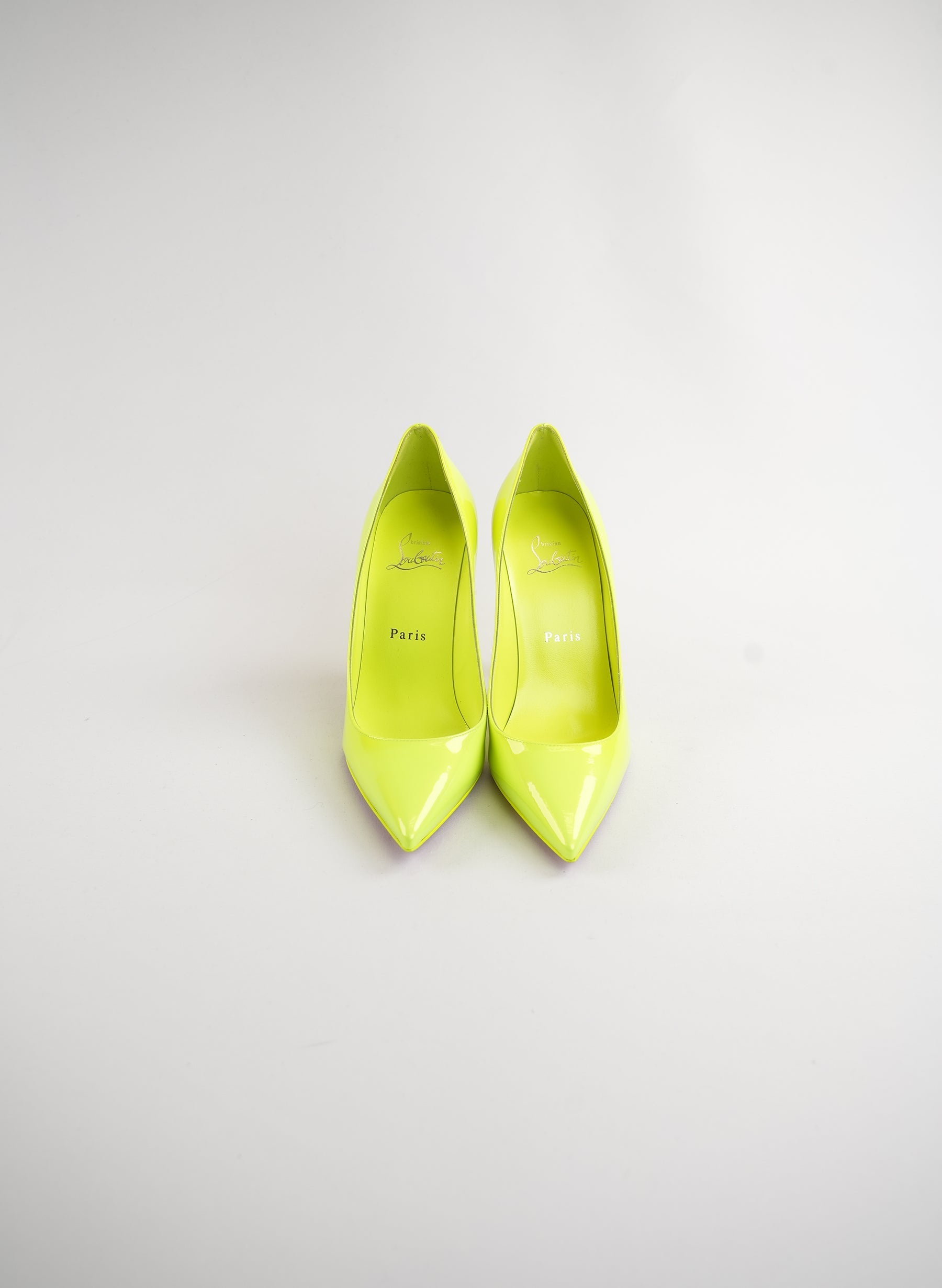 Christian Louboutin Kate 100 Patent Leather Neon Pumps