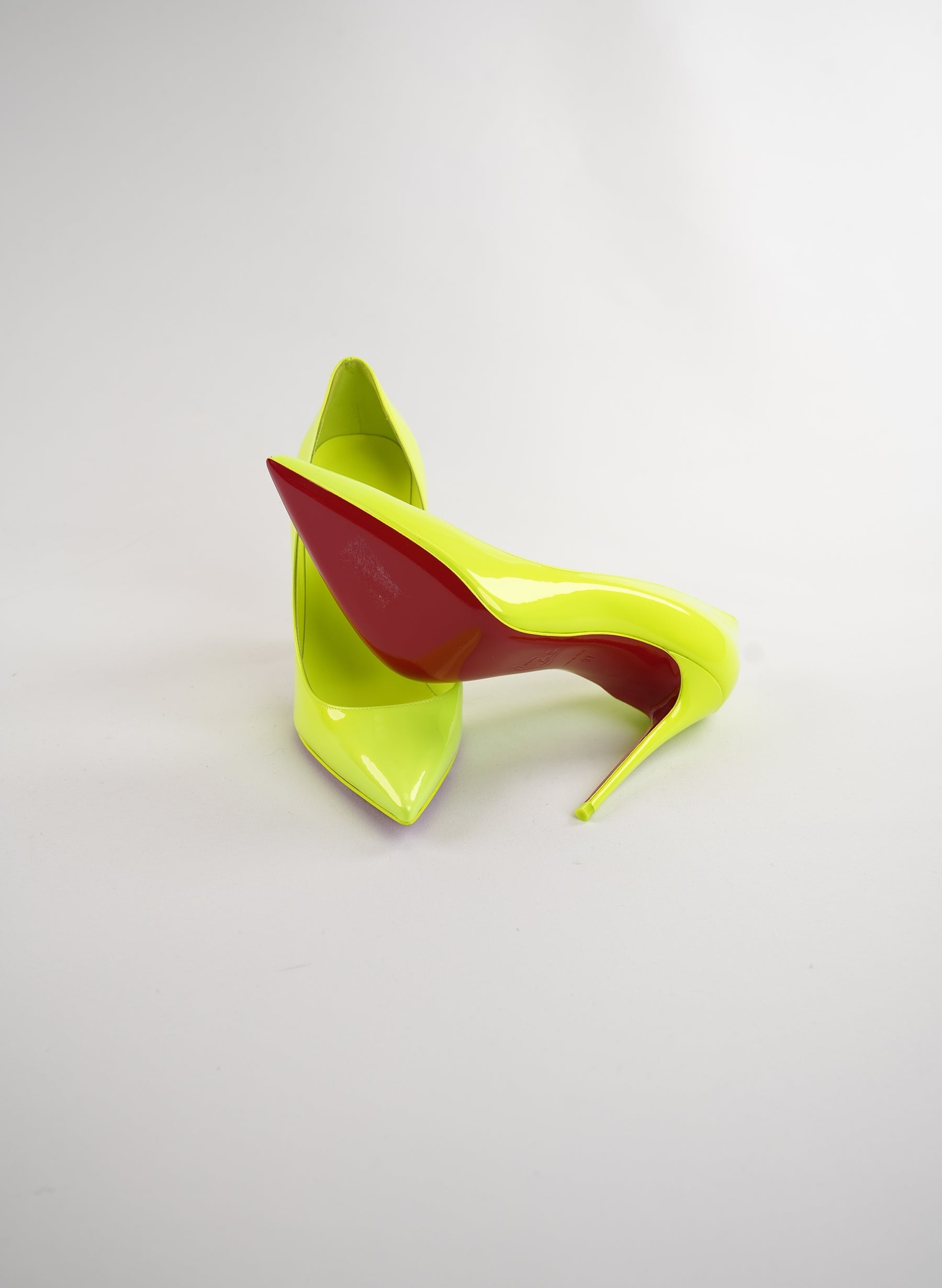 Christian Louboutin Kate 100 Patent Leather Neon Pumps