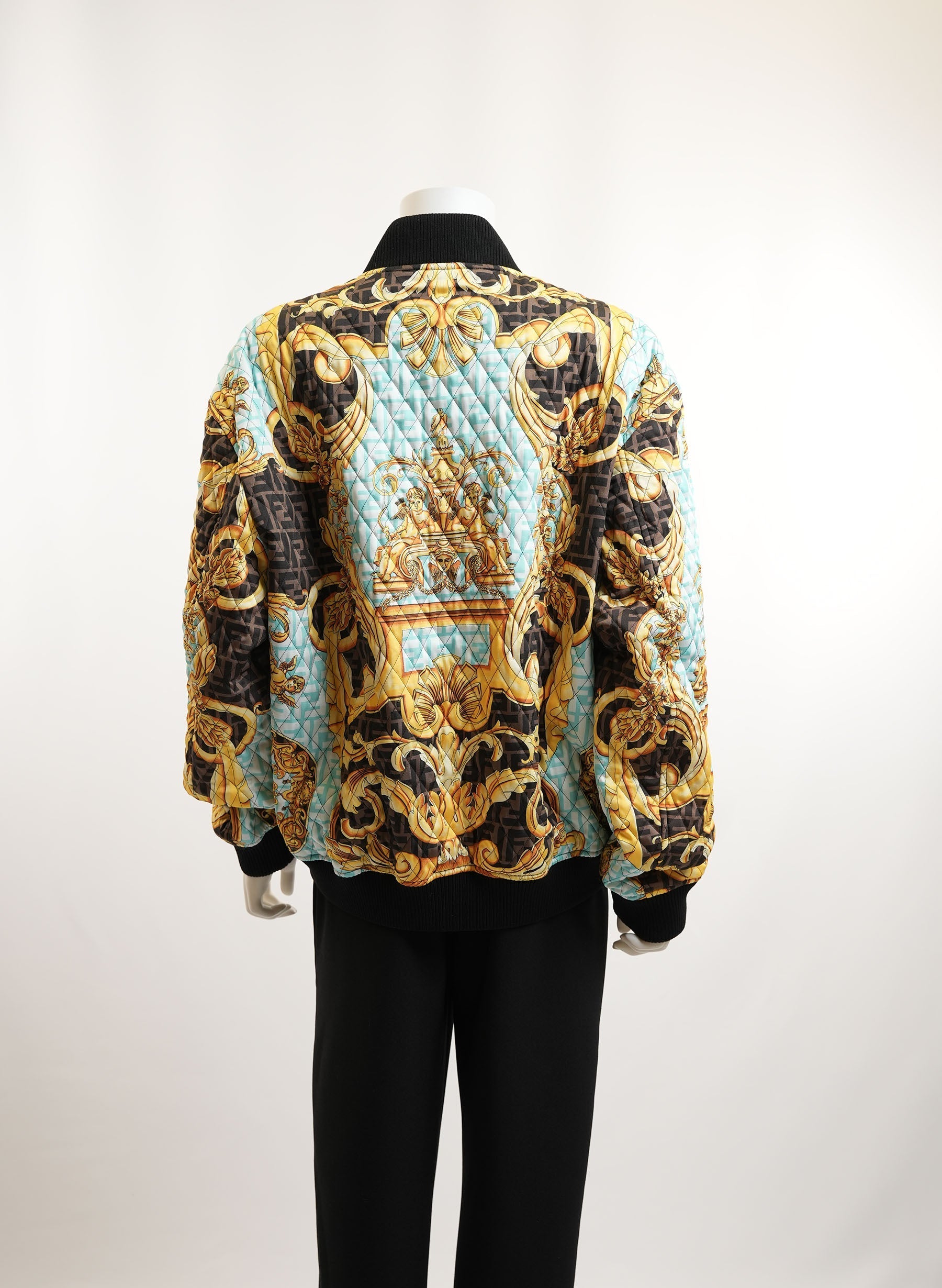 Versace x Fendi Baroque Zucca Monogram Quilted Jacket