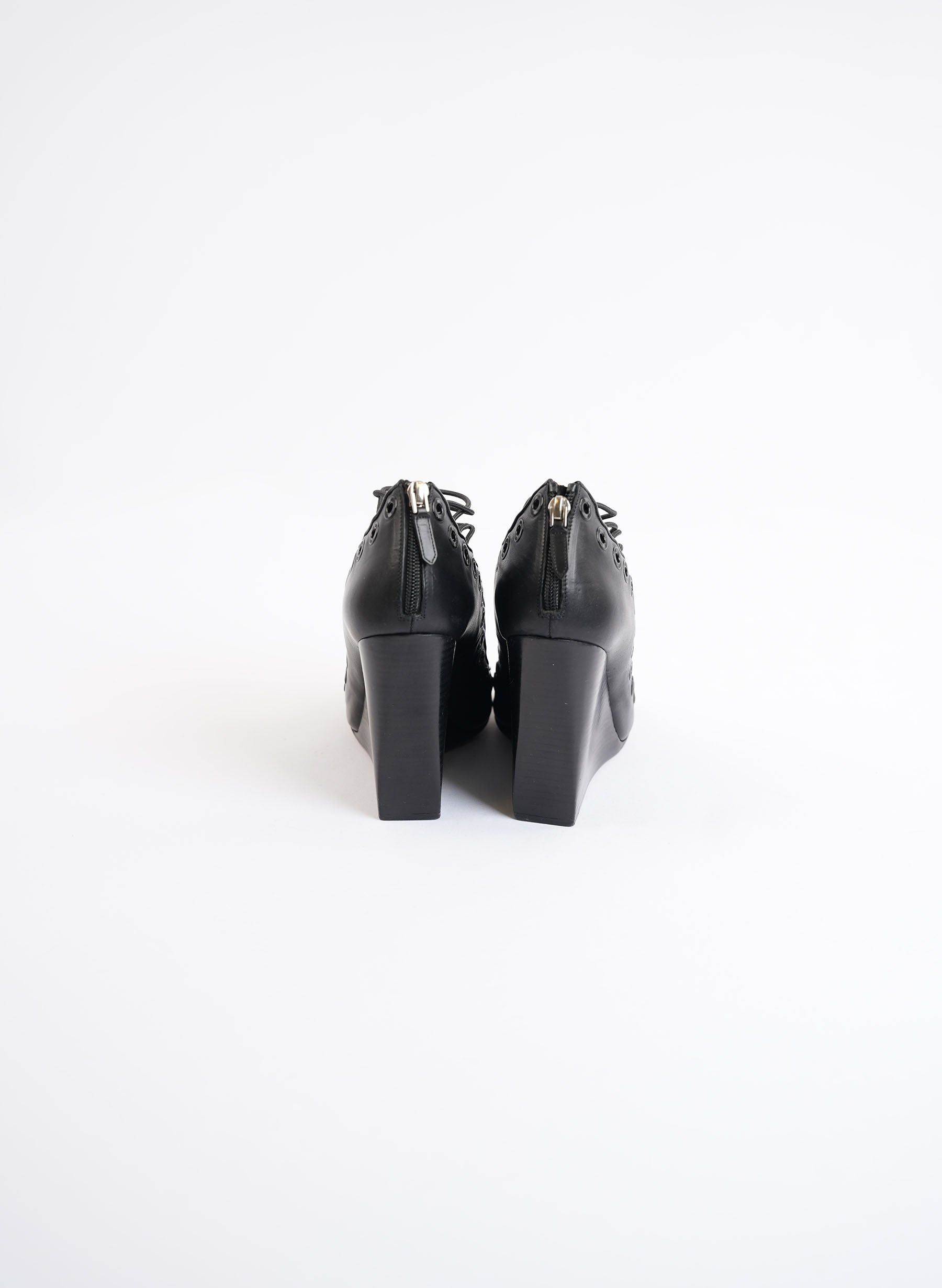 Givenchy Black Leather Strappy Wedge Sandles