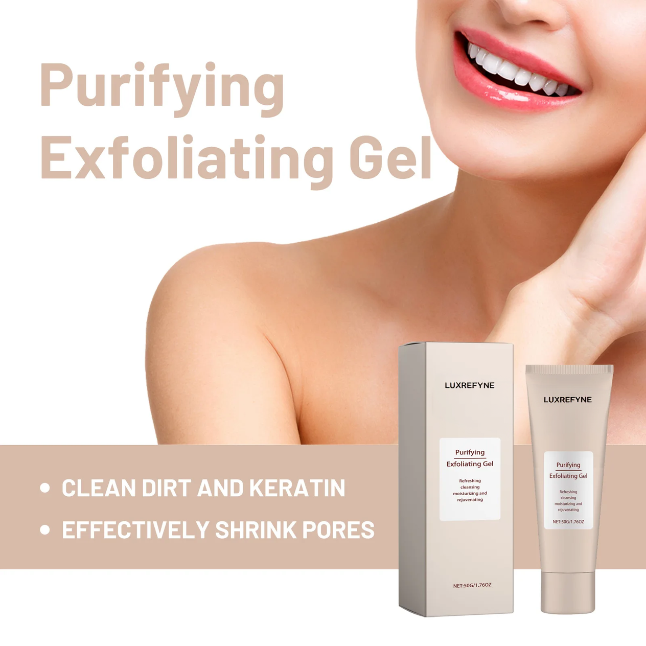 Purifying Exfoliating Gel: Face Facial Exfoliator Cleanser - LuxRefyne Exfoliating Gel Wash Face for All Skin Types